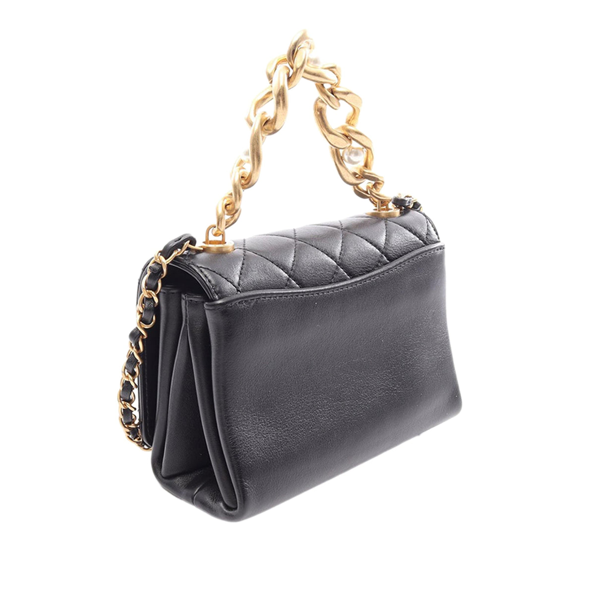 Chanel Quilted Calfskin Pearl Jewel Chain Flap — Black