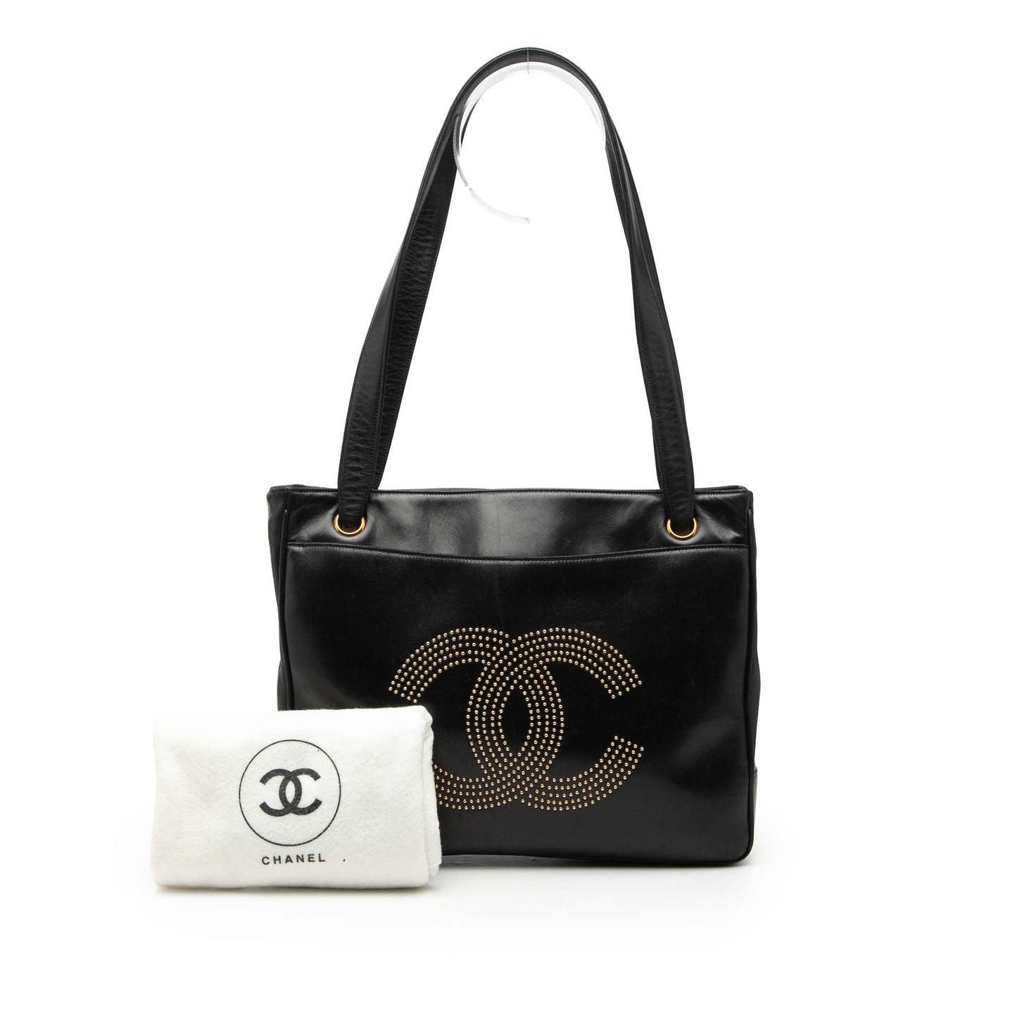 Chanel Lambskin CC Studded Logo Tote