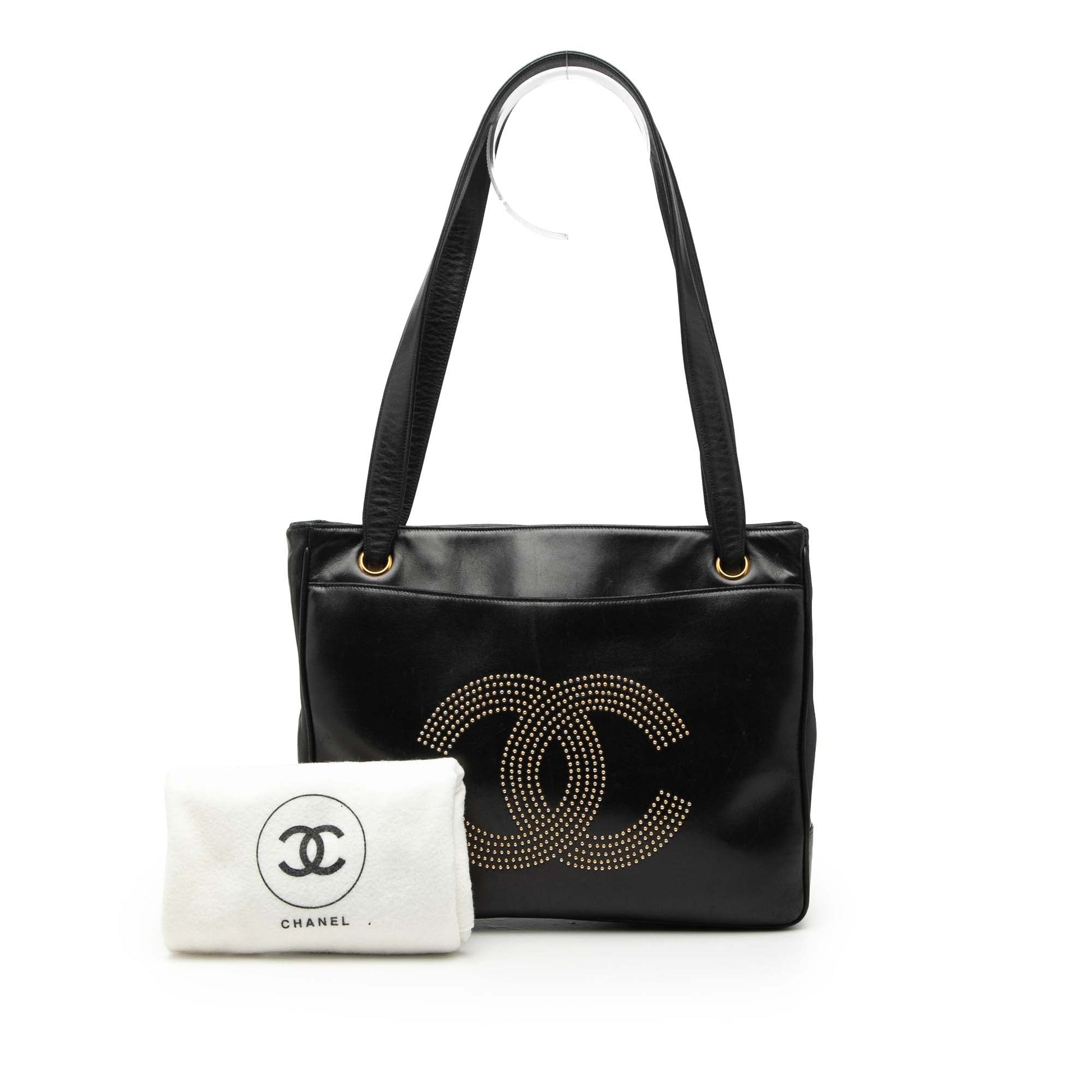 Chanel Lambskin CC Studded Logo Tote