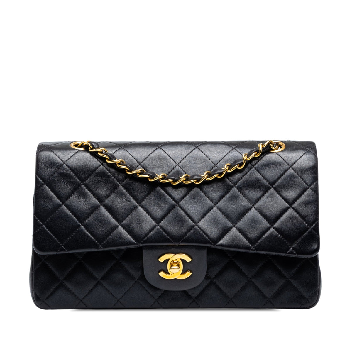 Chanel Medium Classic Lambskin Double Flap — Black