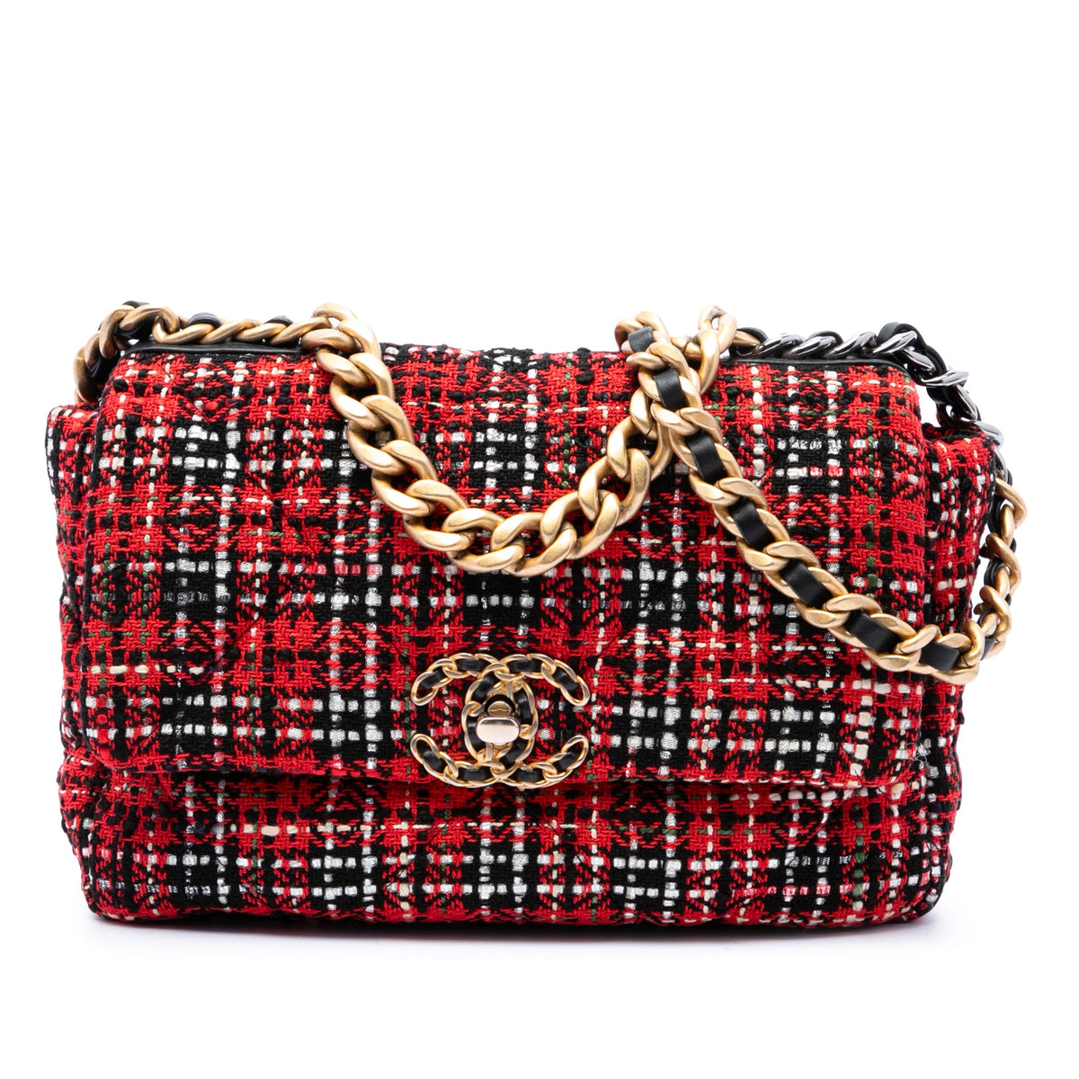 Chanel Medium Tweed 19 Flap — Red