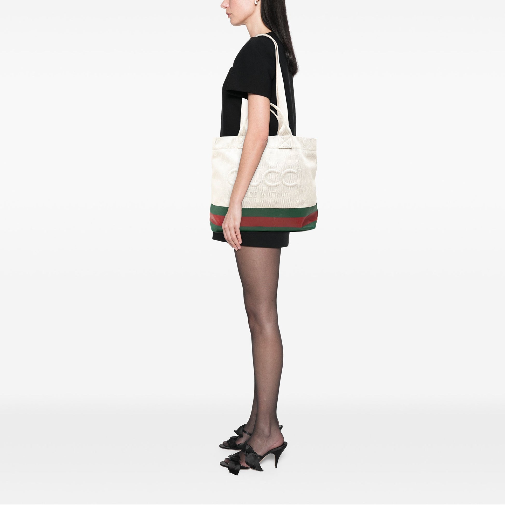 Gucci Canvas Web Embossed Logo Tote