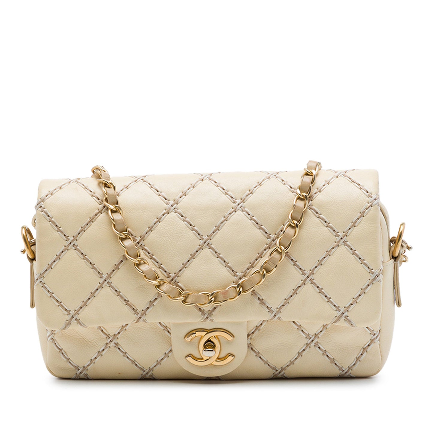 Chanel CC Quilted Calfskin Wild Stitch Flap