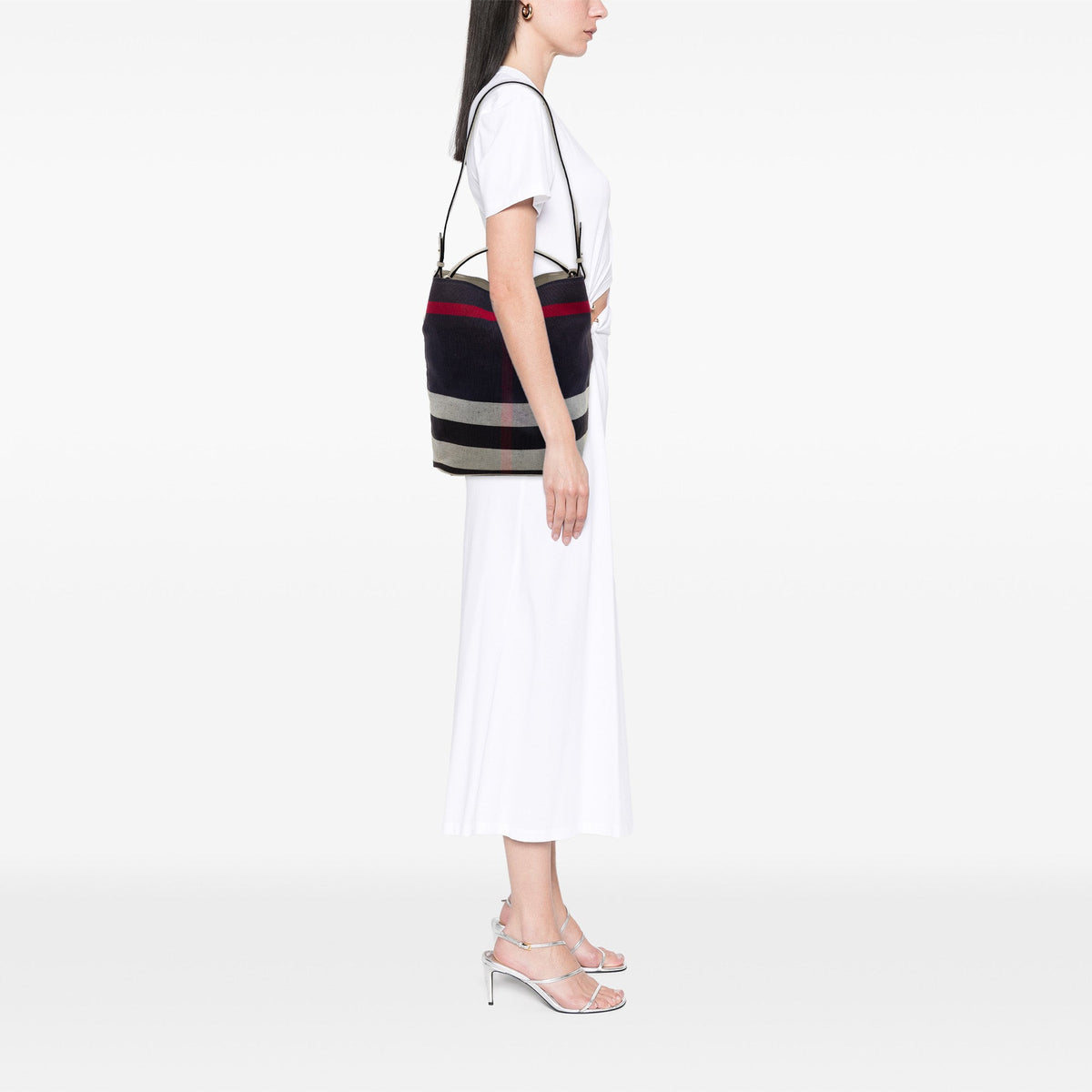 Burberry Medium Mega Check Canvas Ashby Bucket Bag