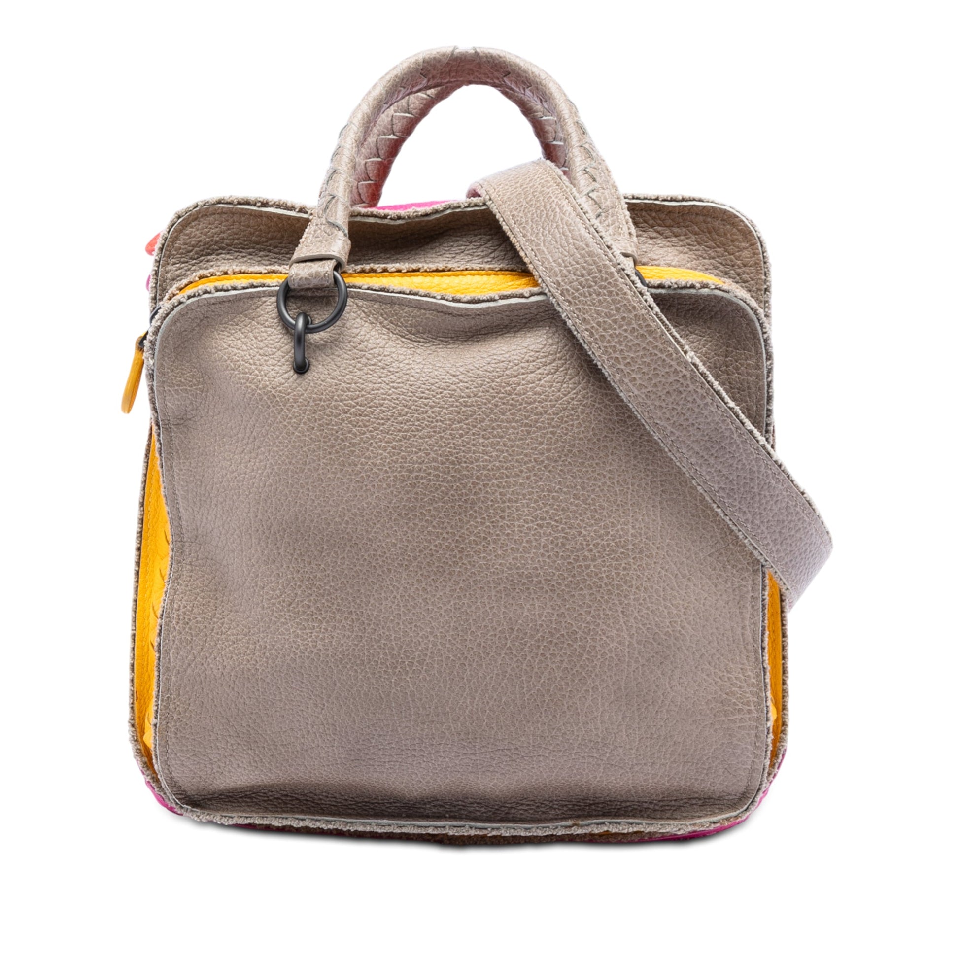 Bottega Veneta Multicolor Pebbled Leather Double Zip Satchel