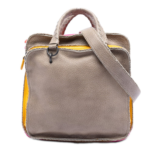 Bottega Veneta Multicolor Pebbled Leather Double Zip Satchel
