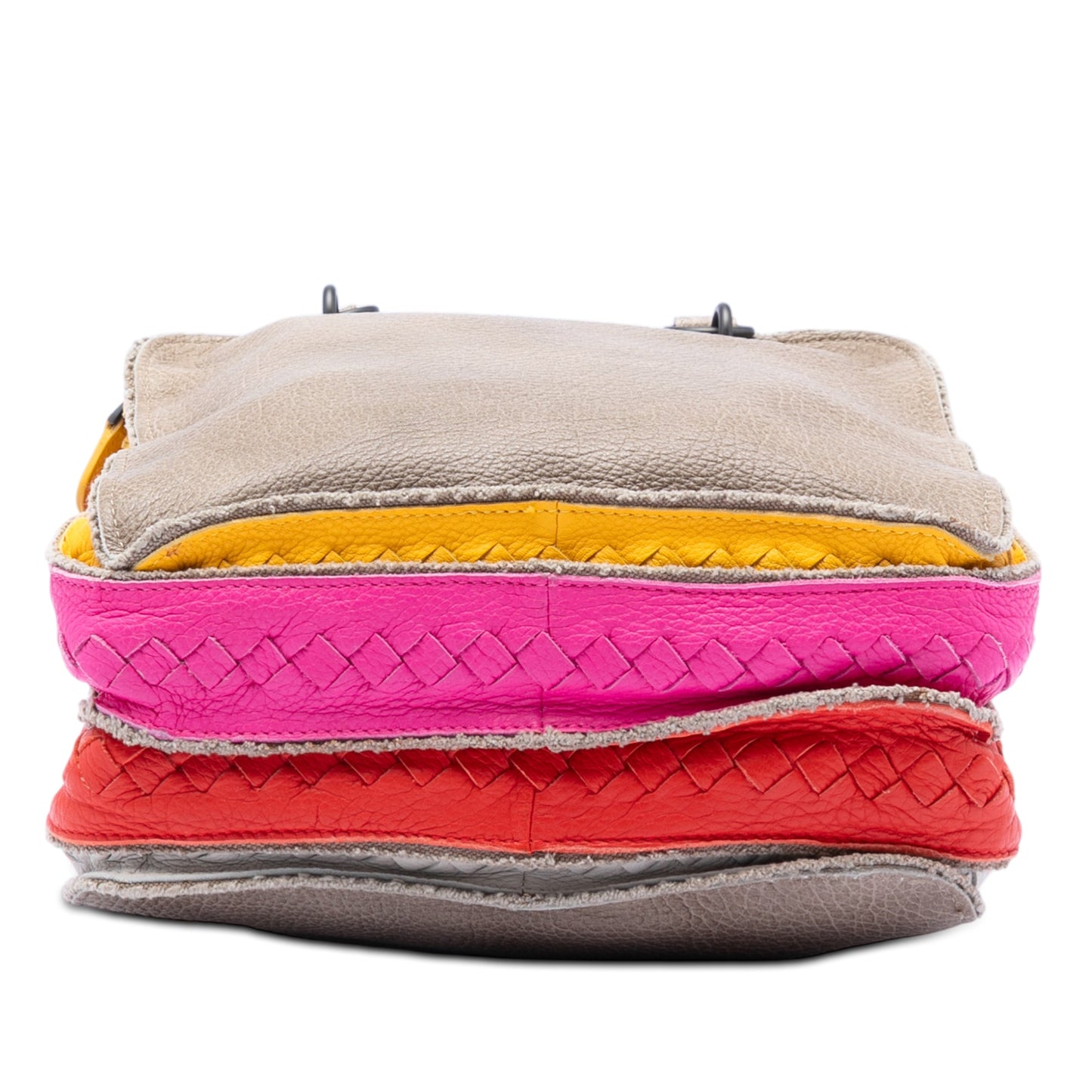 Bottega Veneta Multicolor Pebbled Leather Double Zip Satchel