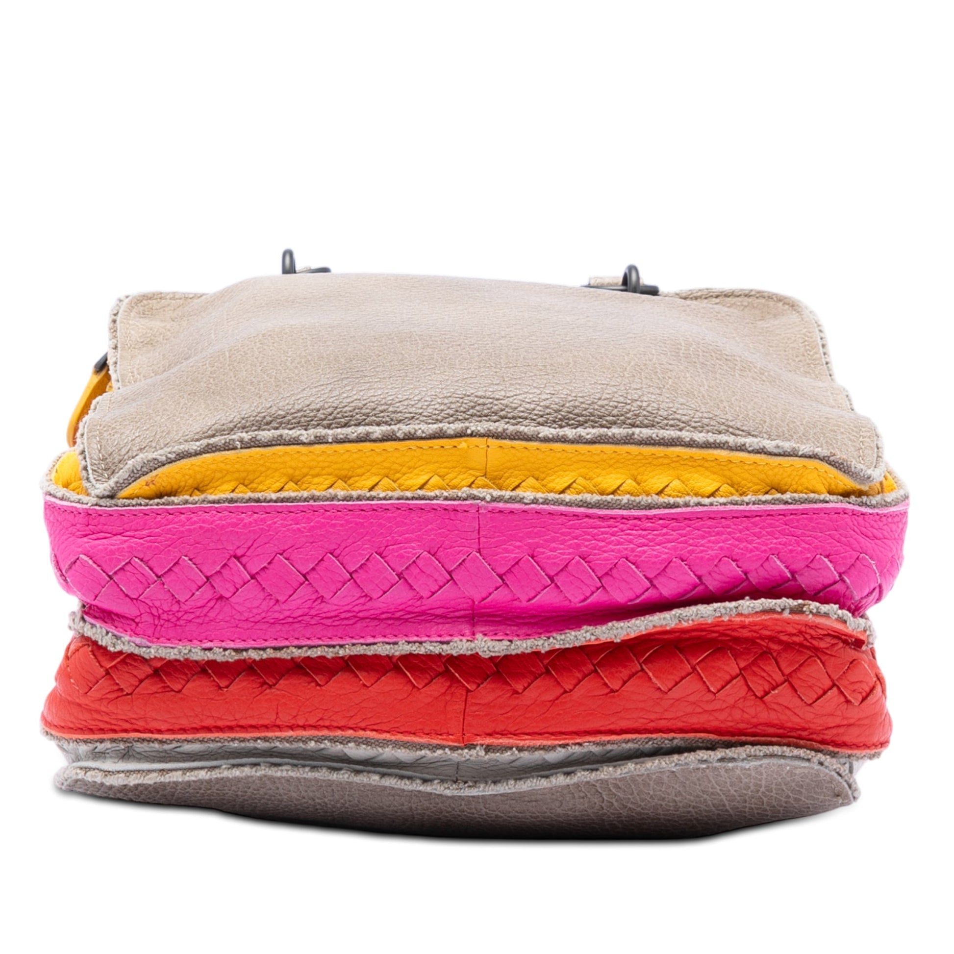 Bottega Veneta Multicolor Pebbled Leather Double Zip Satchel