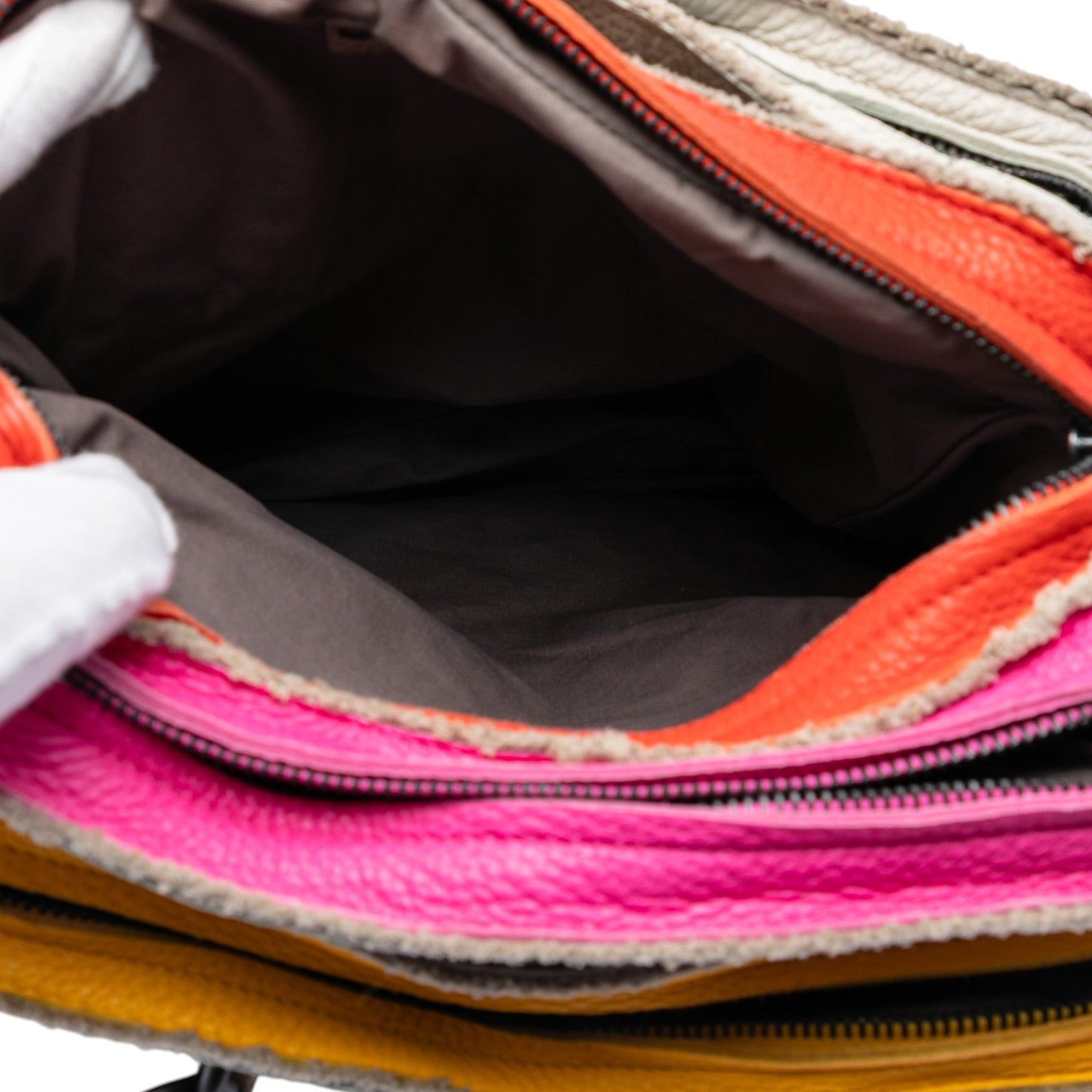 Bottega Veneta Multicolor Pebbled Leather Double Zip Satchel
