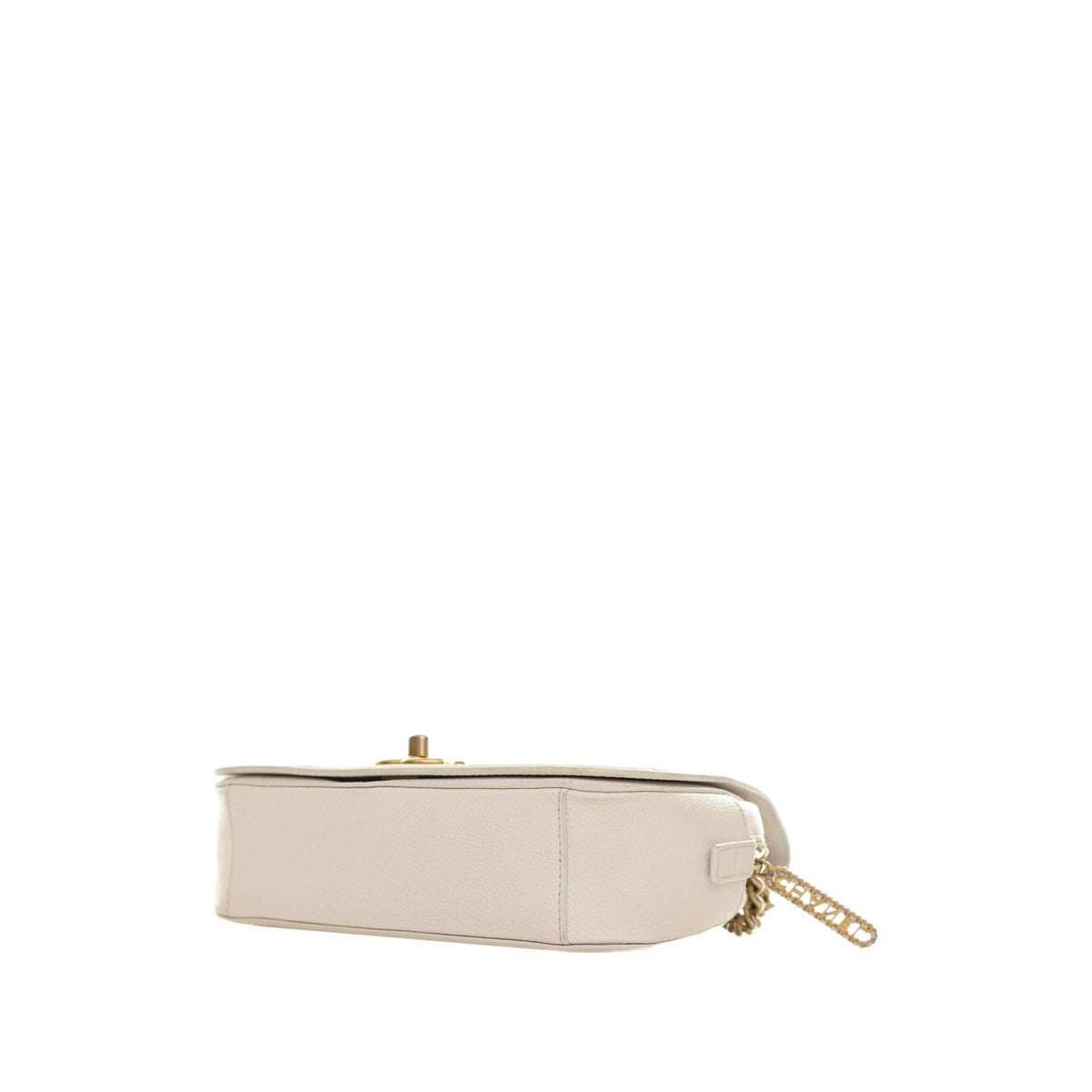 Chanel CC Quilted Caviar Turnlock Full Flap — White