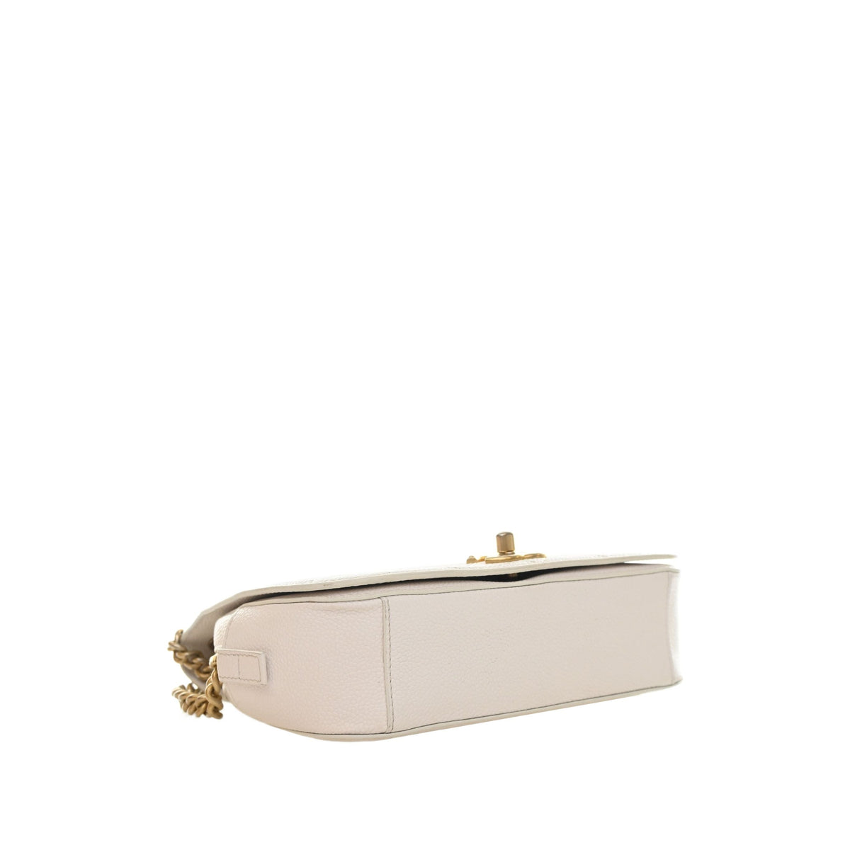 Chanel CC Quilted Caviar Turnlock Full Flap — White