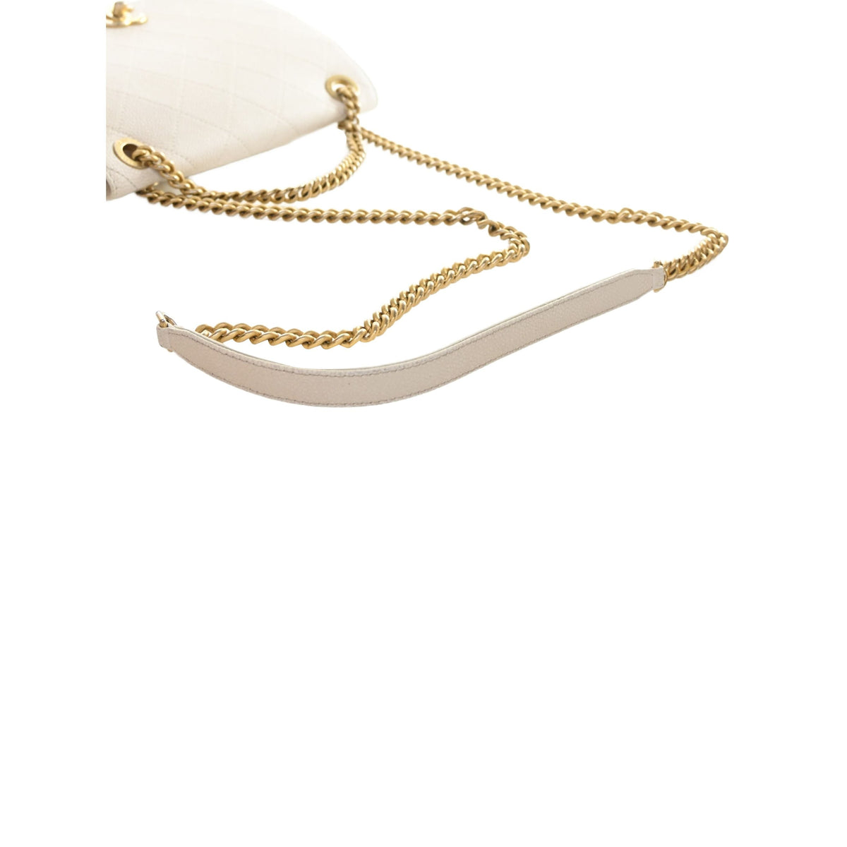 Chanel CC Quilted Caviar Turnlock Full Flap — White