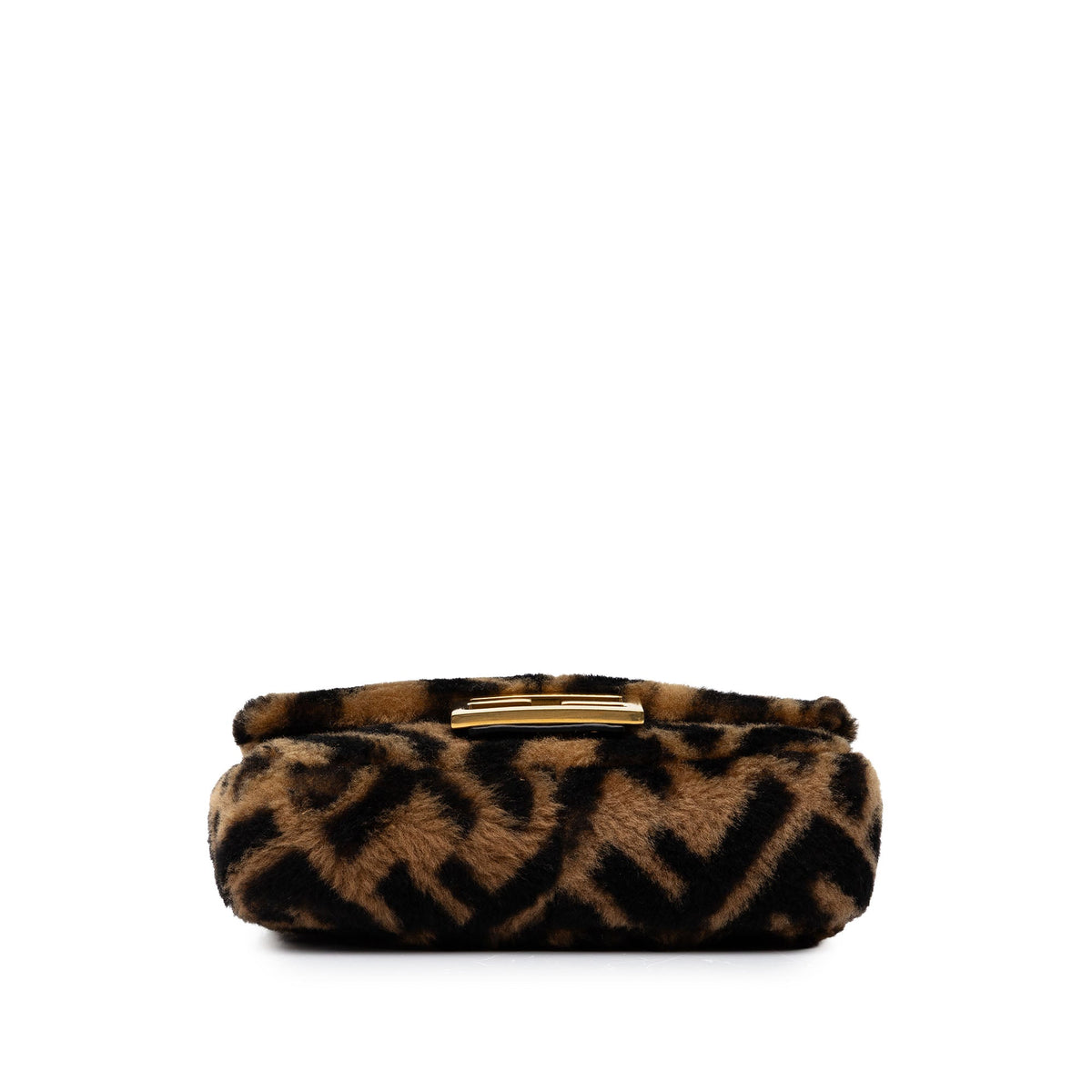 Fendi Mini Zucca Shearling Baguette Satchel — Brown