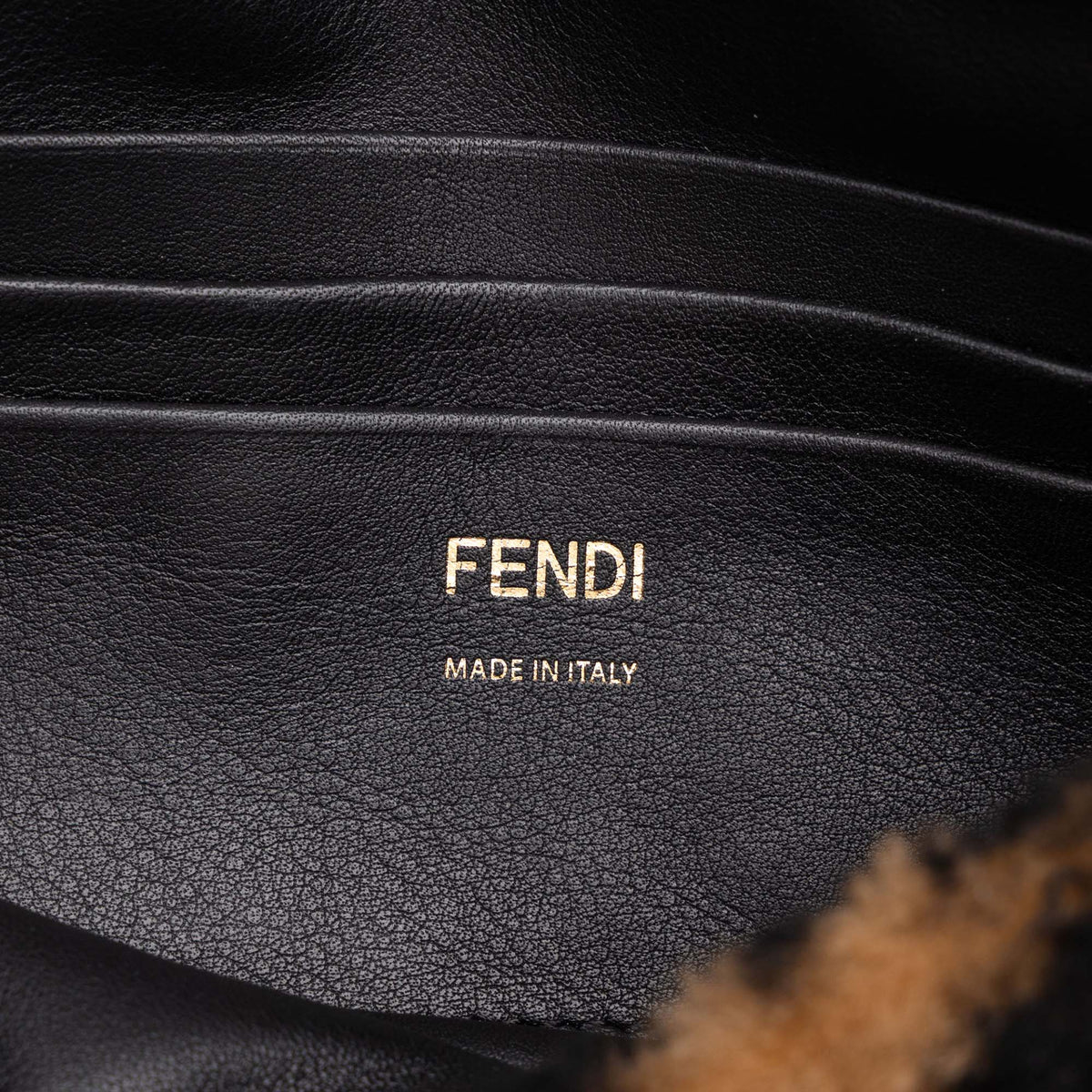 Fendi Mini Zucca Shearling Baguette Satchel — Brown