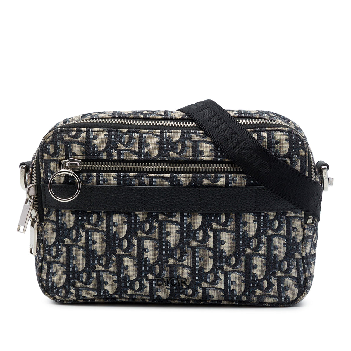 Dior Mini Oblique Canvas Safari Crossbody — Blue