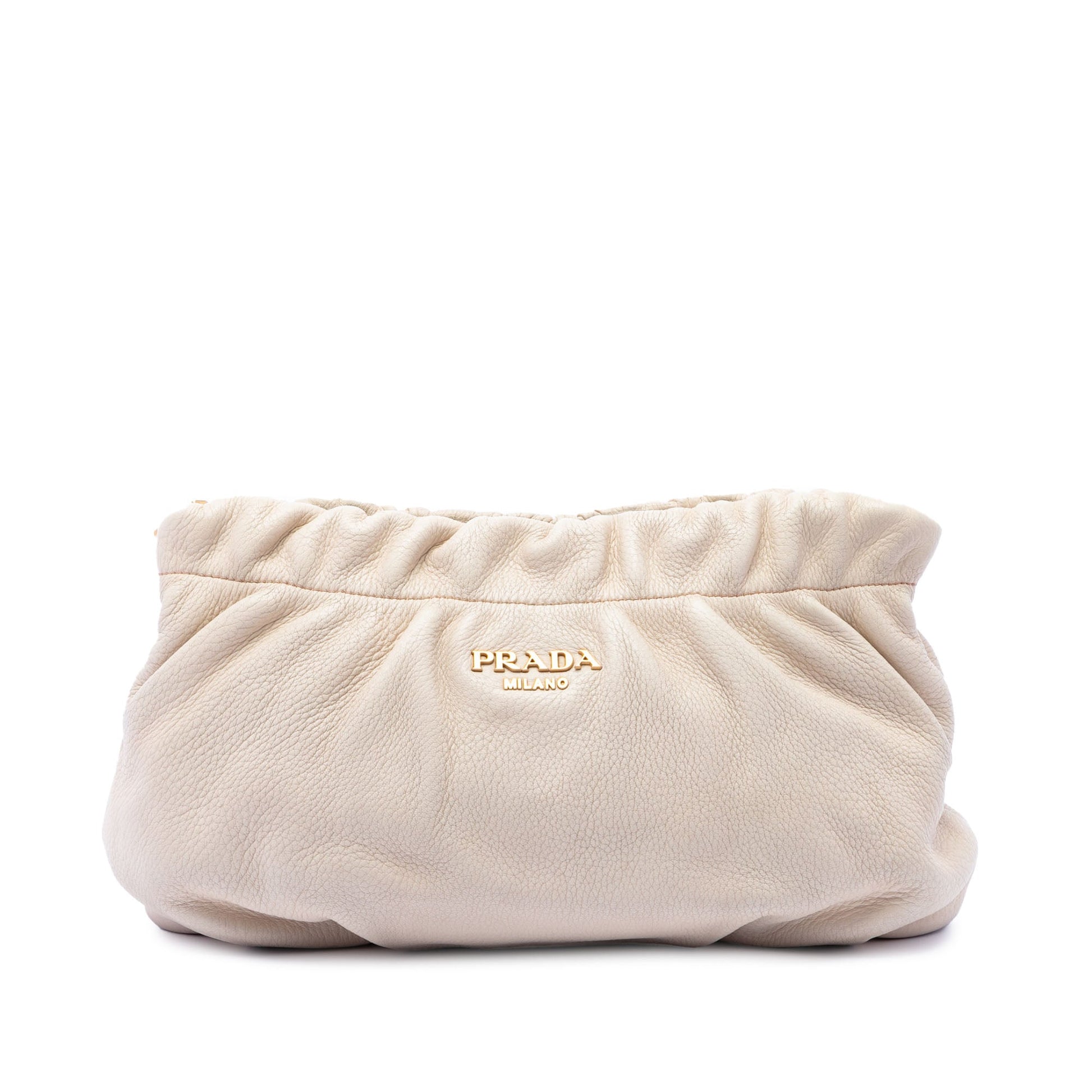 Prada Vitello Daino Ruched Clutch