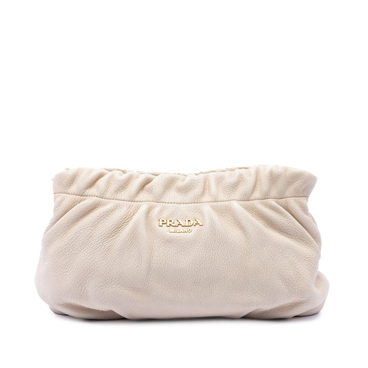 Prada Vitello Daino Ruched Clutch