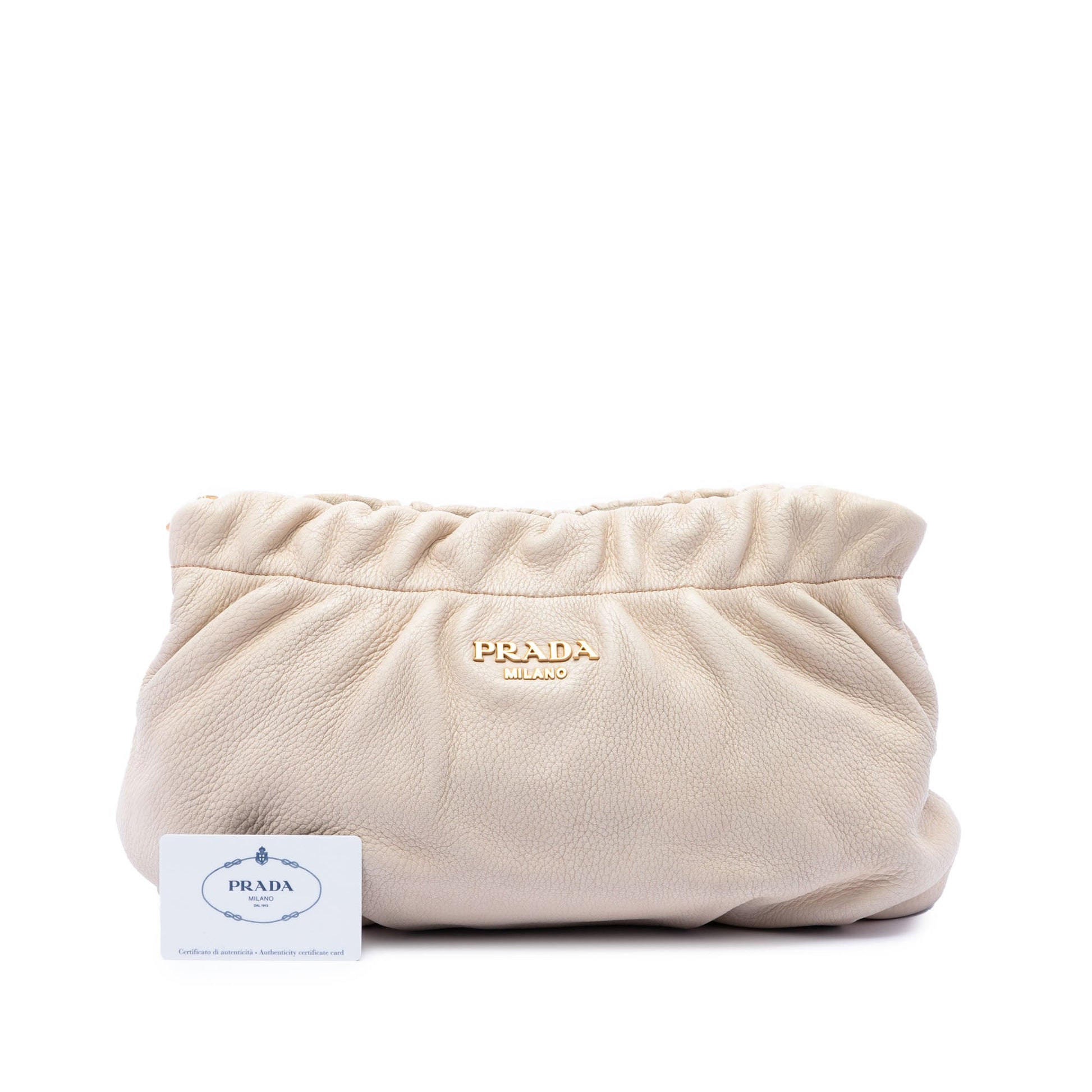 Prada Vitello Daino Ruched Clutch