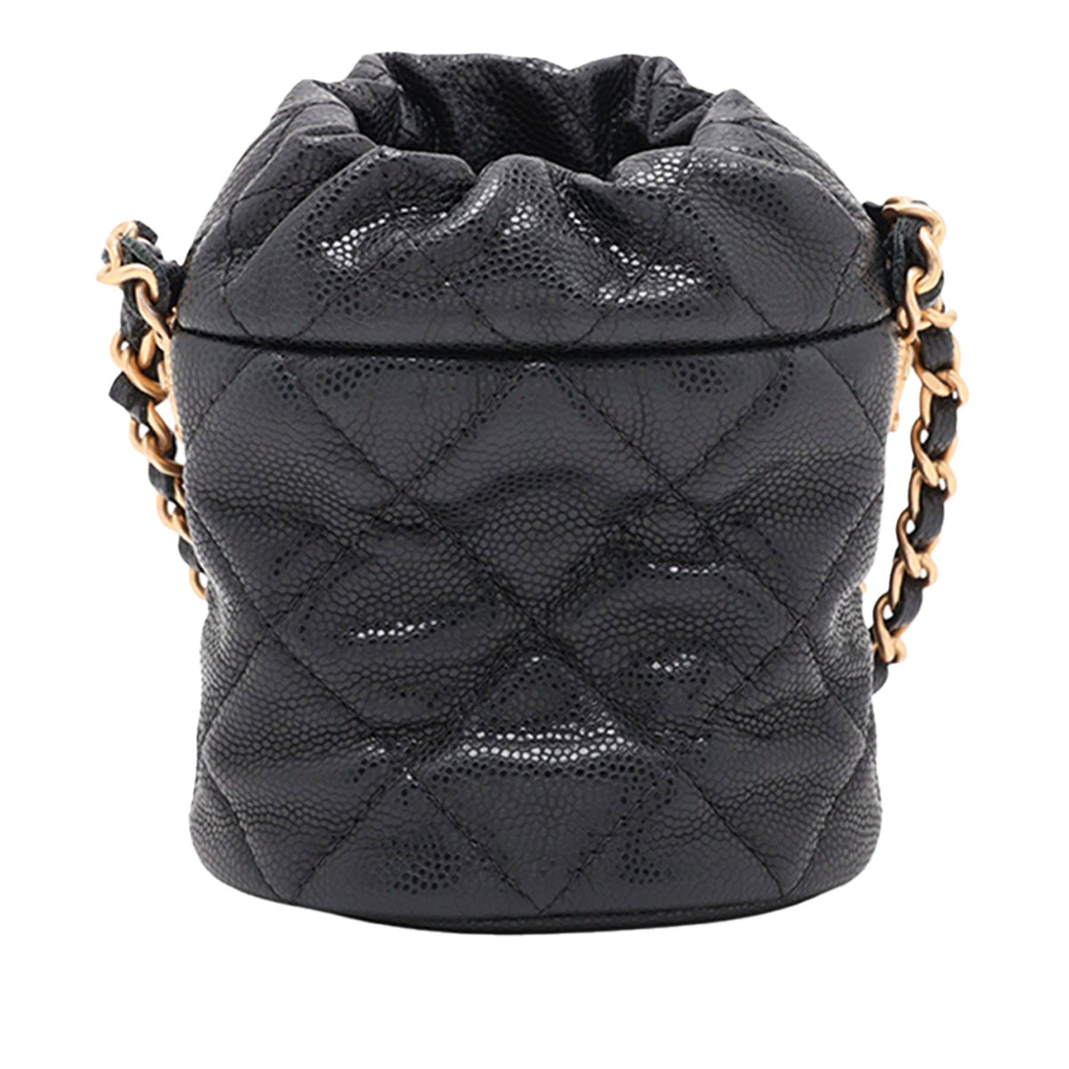 Chanel Micro CC Quilted Calfskin Drawstring Bucket Bag — Black