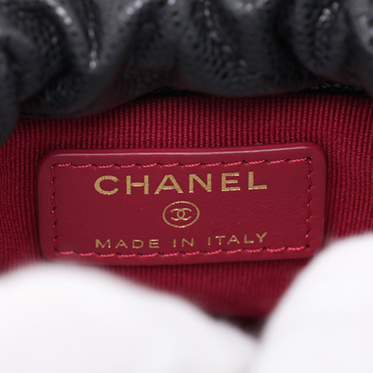 Chanel Micro CC Quilted Calfskin Drawstring Bucket Bag — Black