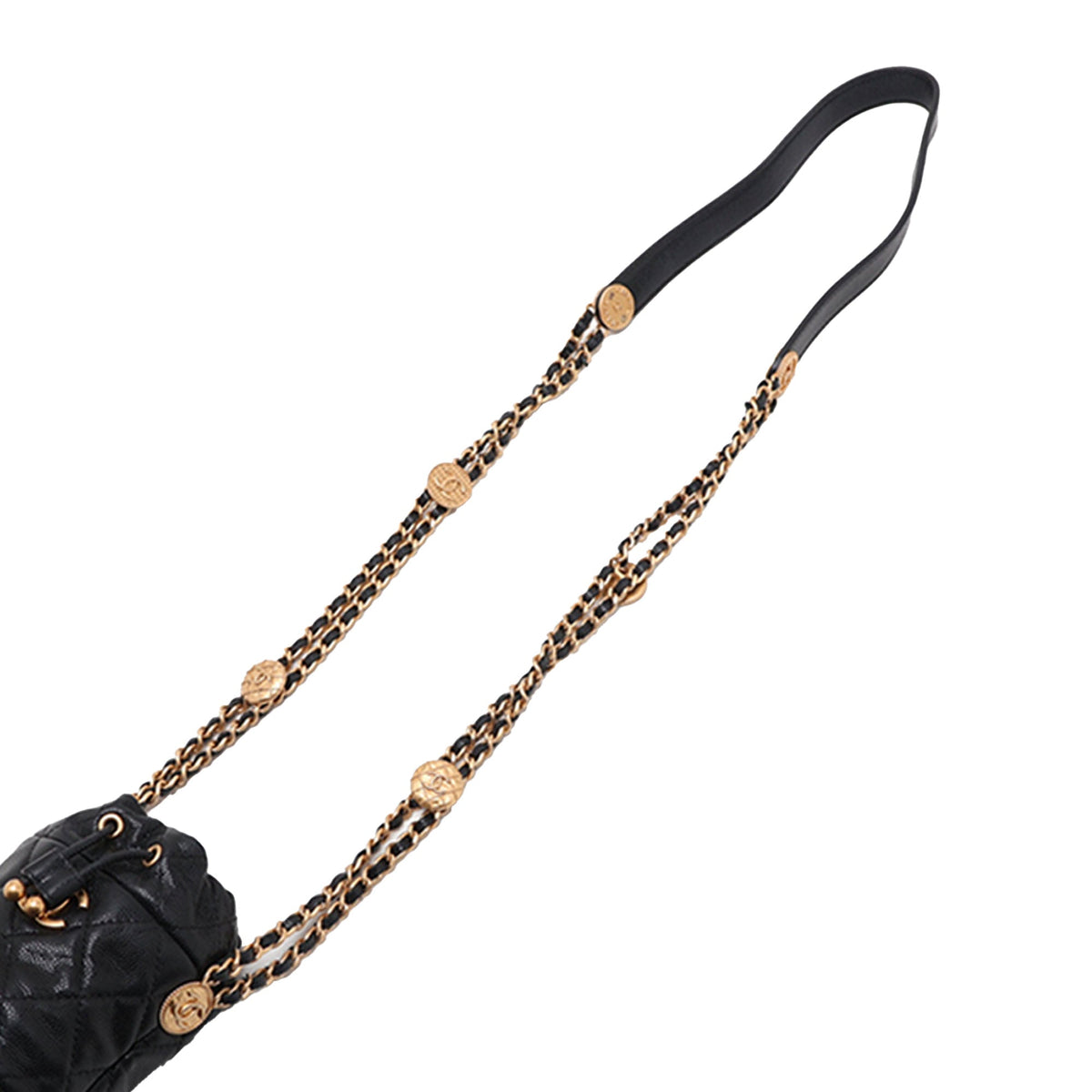 Chanel Micro CC Quilted Calfskin Drawstring Bucket Bag — Black