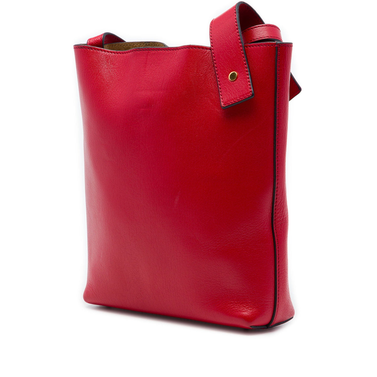 LOEWE Grained Leather Anagram Asymmetric Crossbody — Red