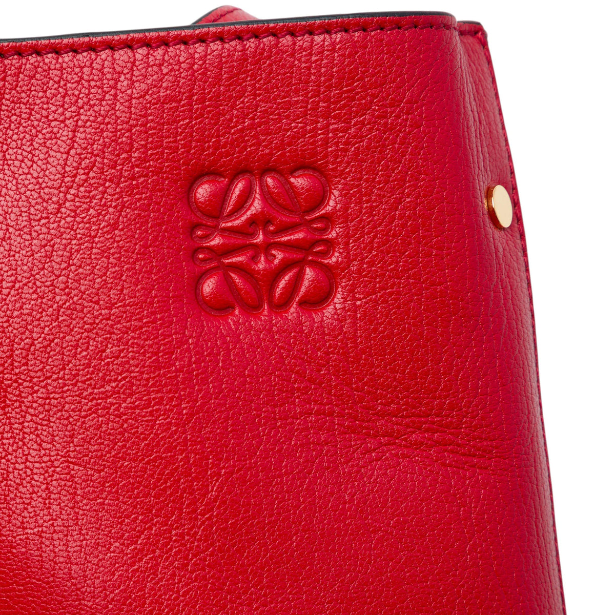 LOEWE Grained Leather Anagram Asymmetric Crossbody — Red