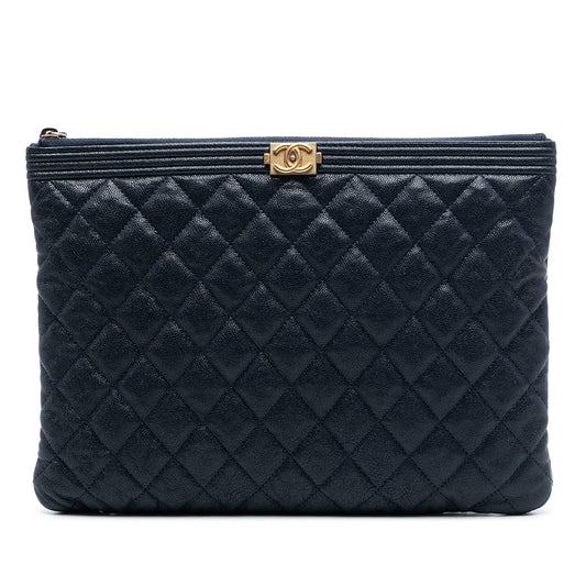 Chanel Medium Quilted Caviar Boy O Case Clutch
