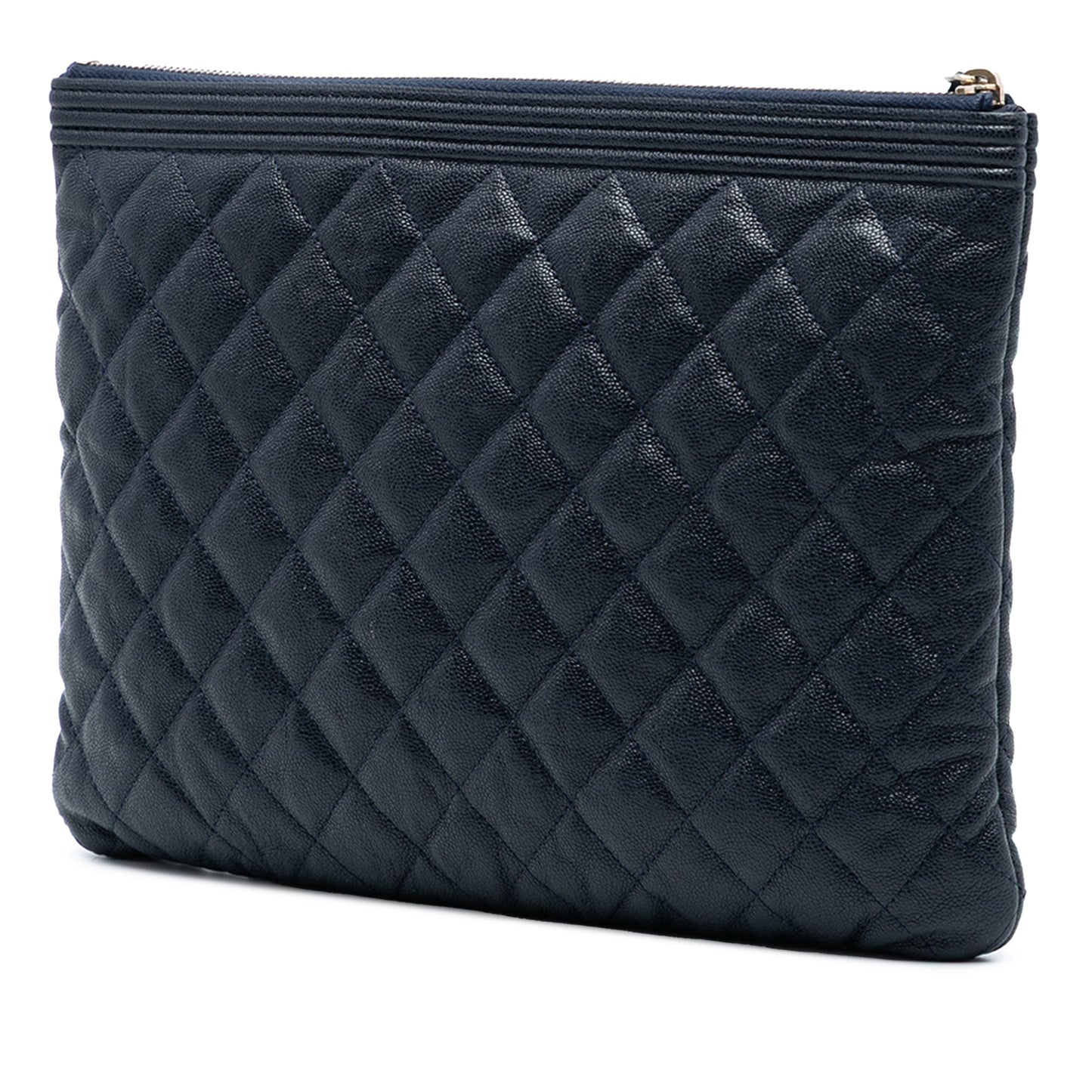 Chanel Medium Quilted Caviar Boy O Case Clutch