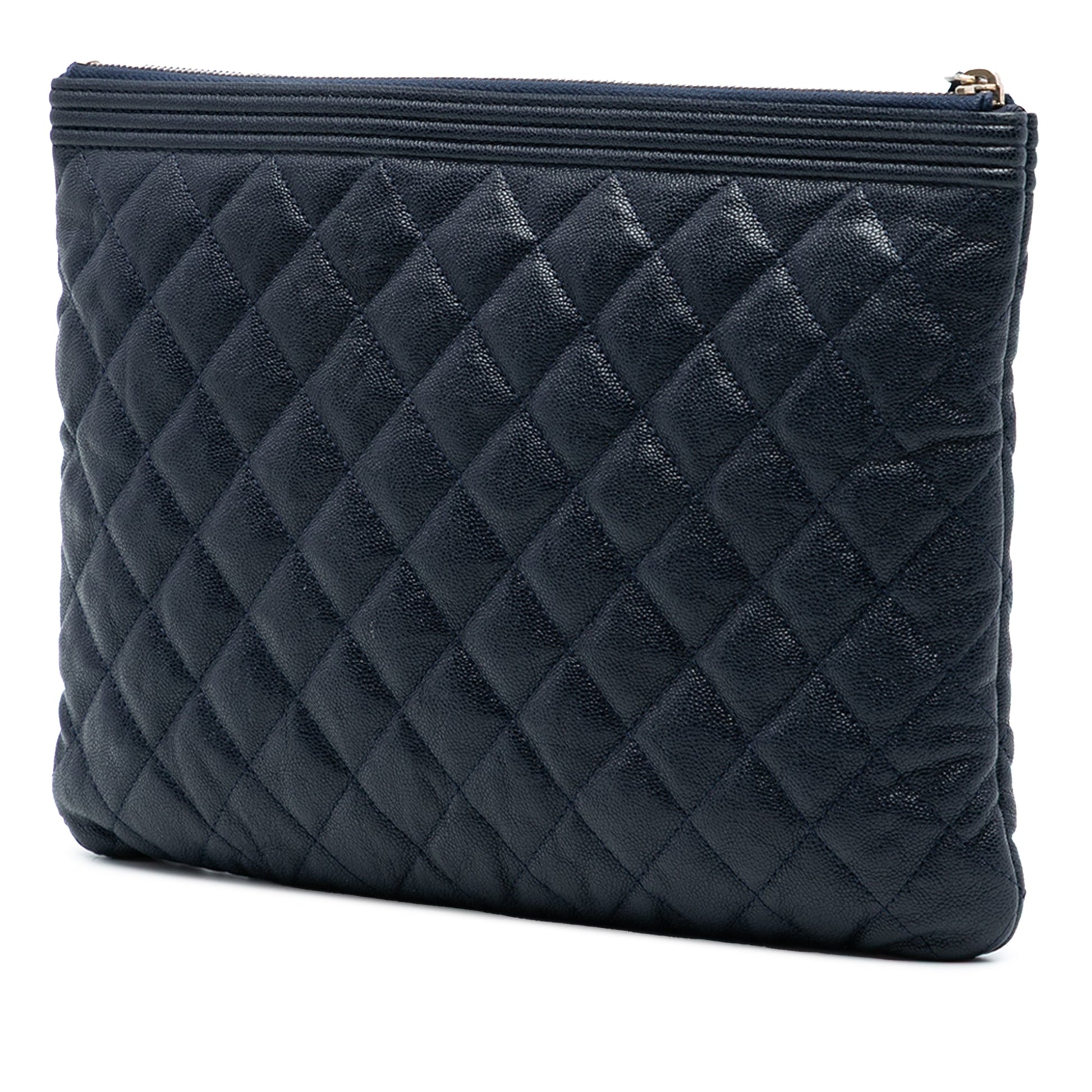 Chanel Medium Quilted Caviar Boy O Case Clutch
