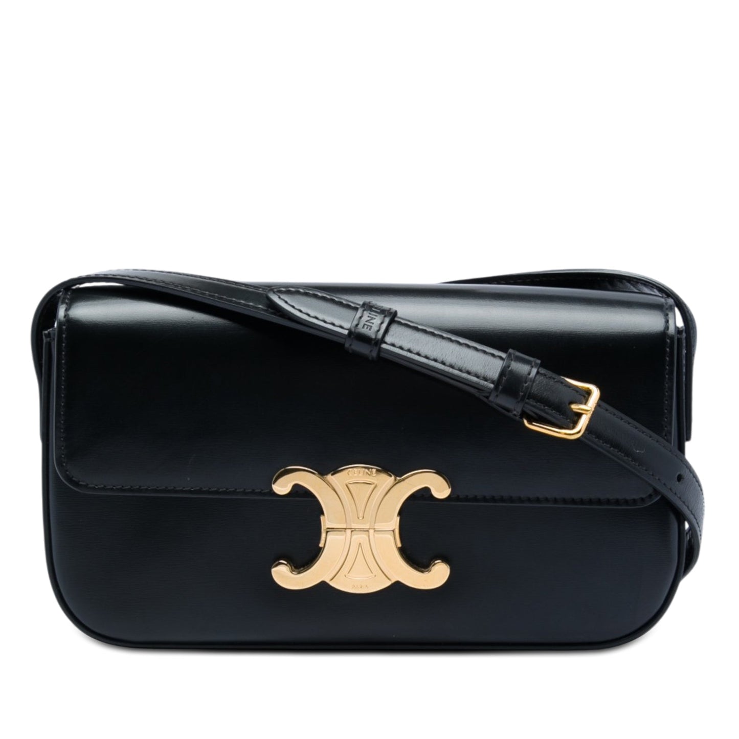 Celine Shiny Calfskin Triomphe Claude Shoulder Bag