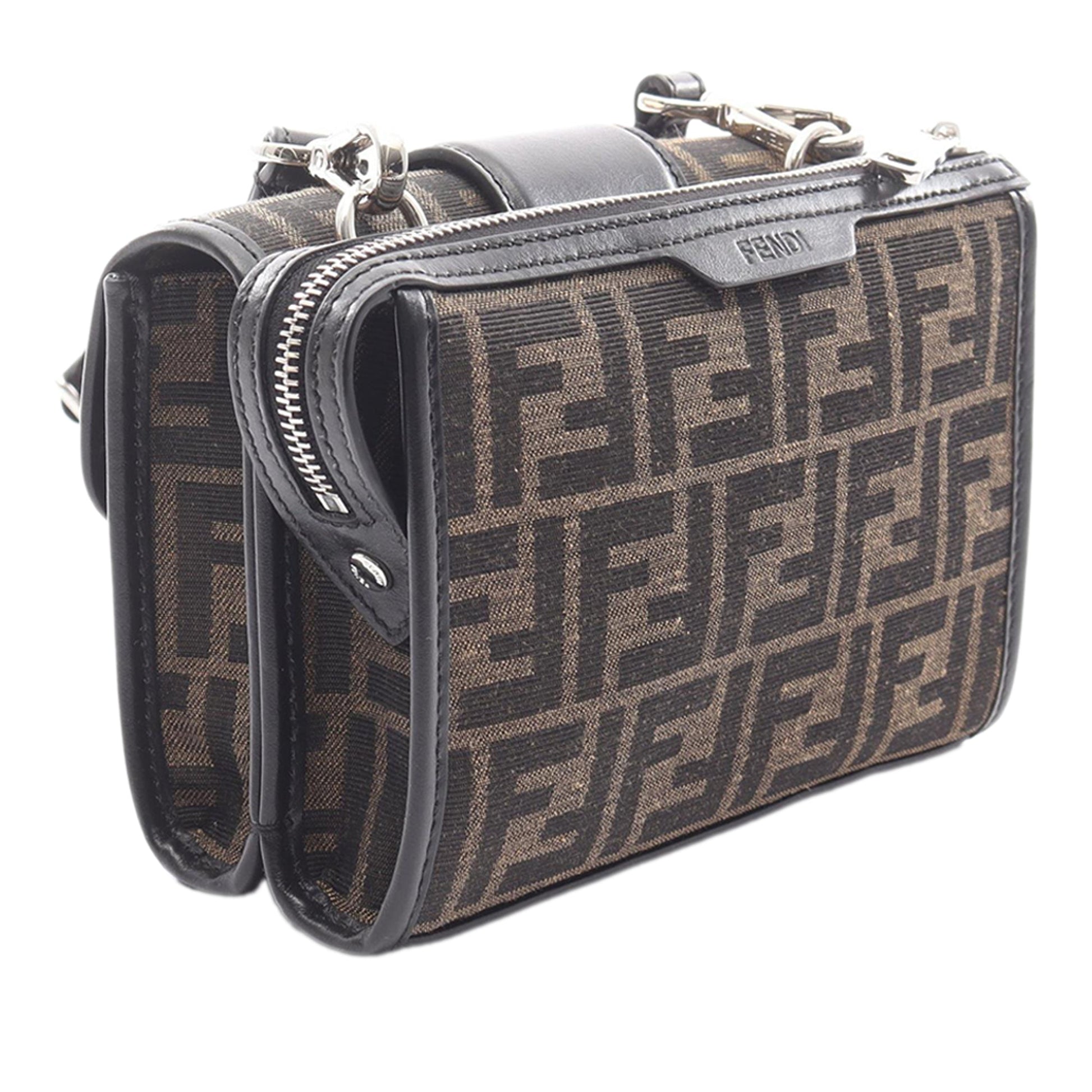 Fendi Zucca Canvas Double Baguette Crossbody