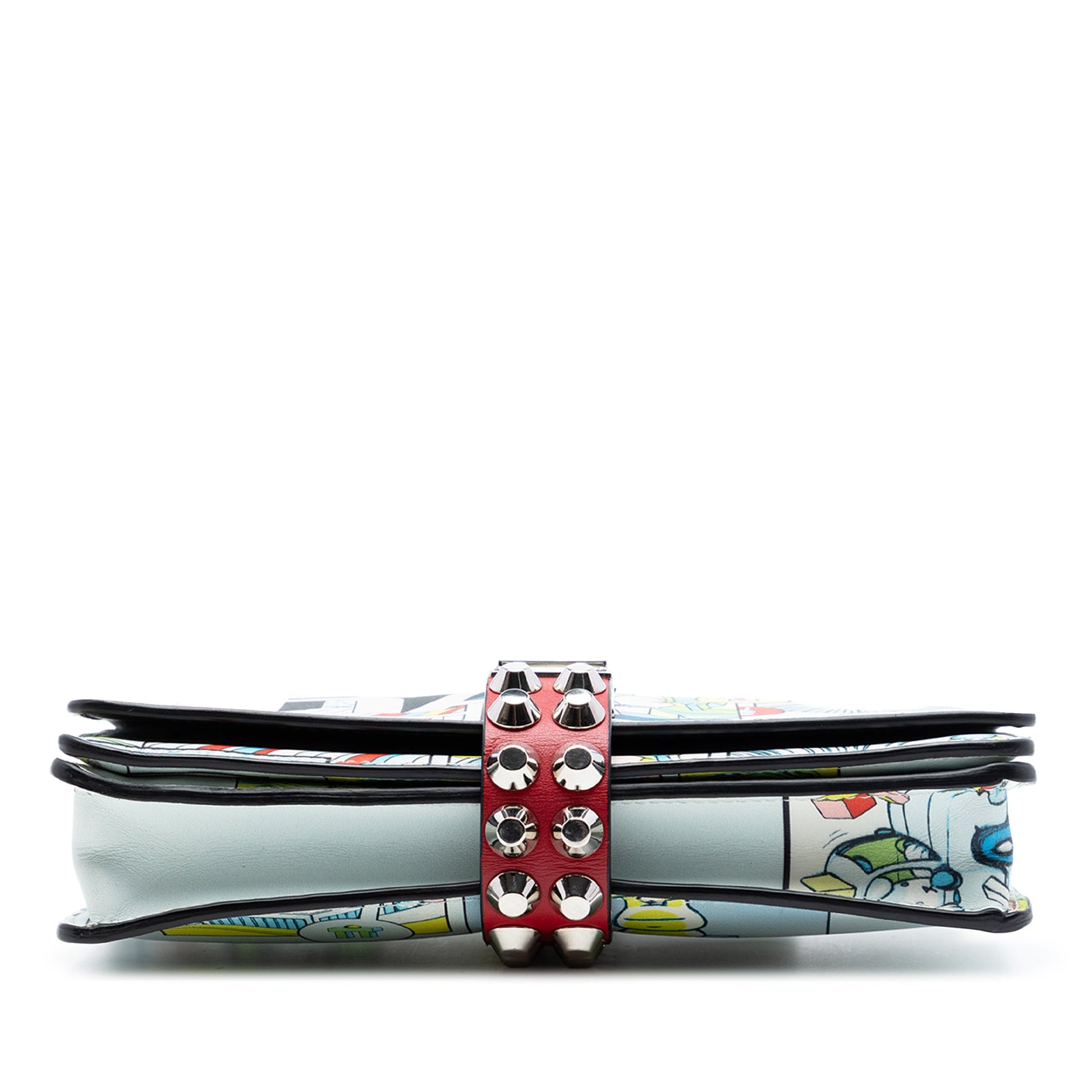 Prada Comic Print Studded Leather Elektra Clutch