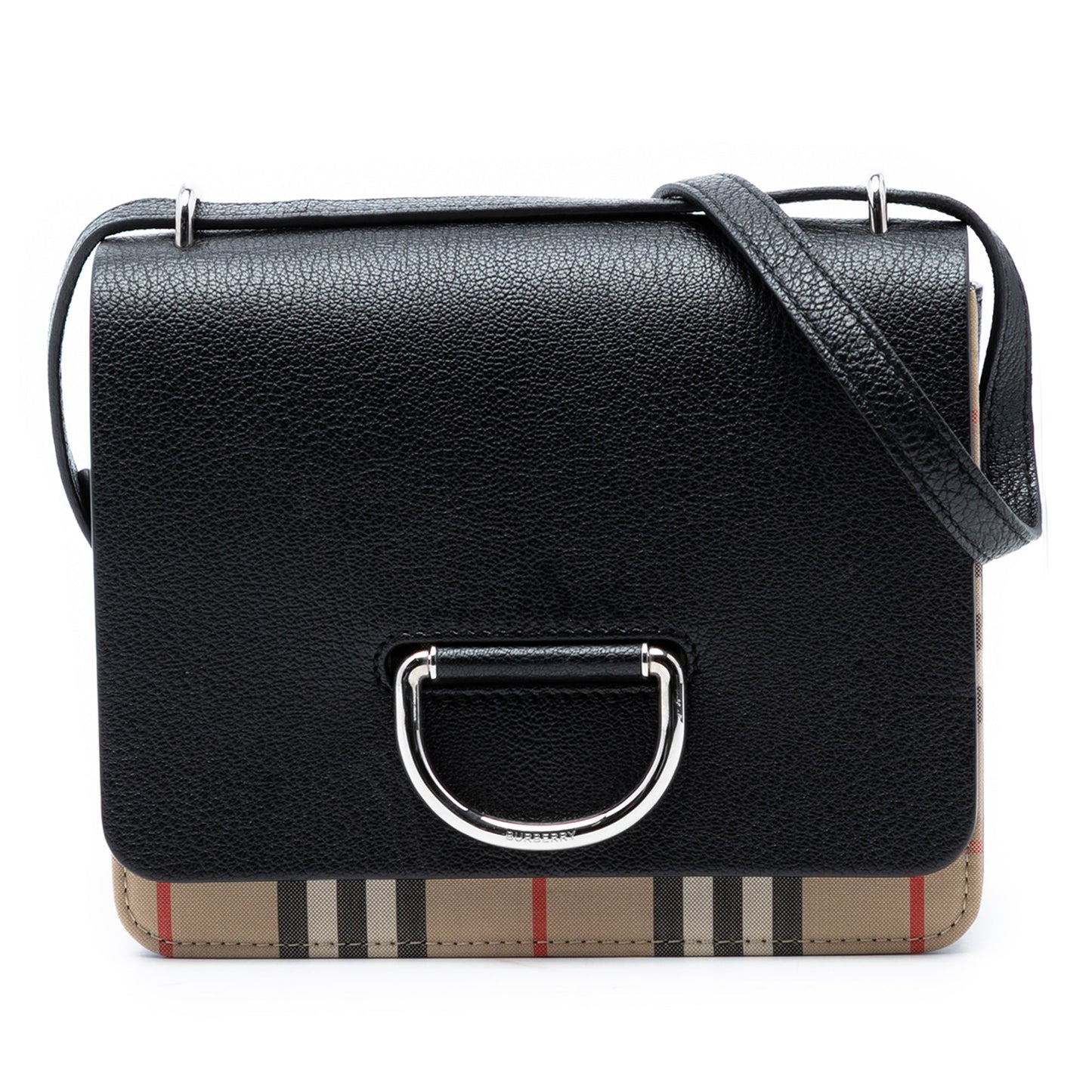 Small House Check Trimmed Goatskin D Ring Crossbody