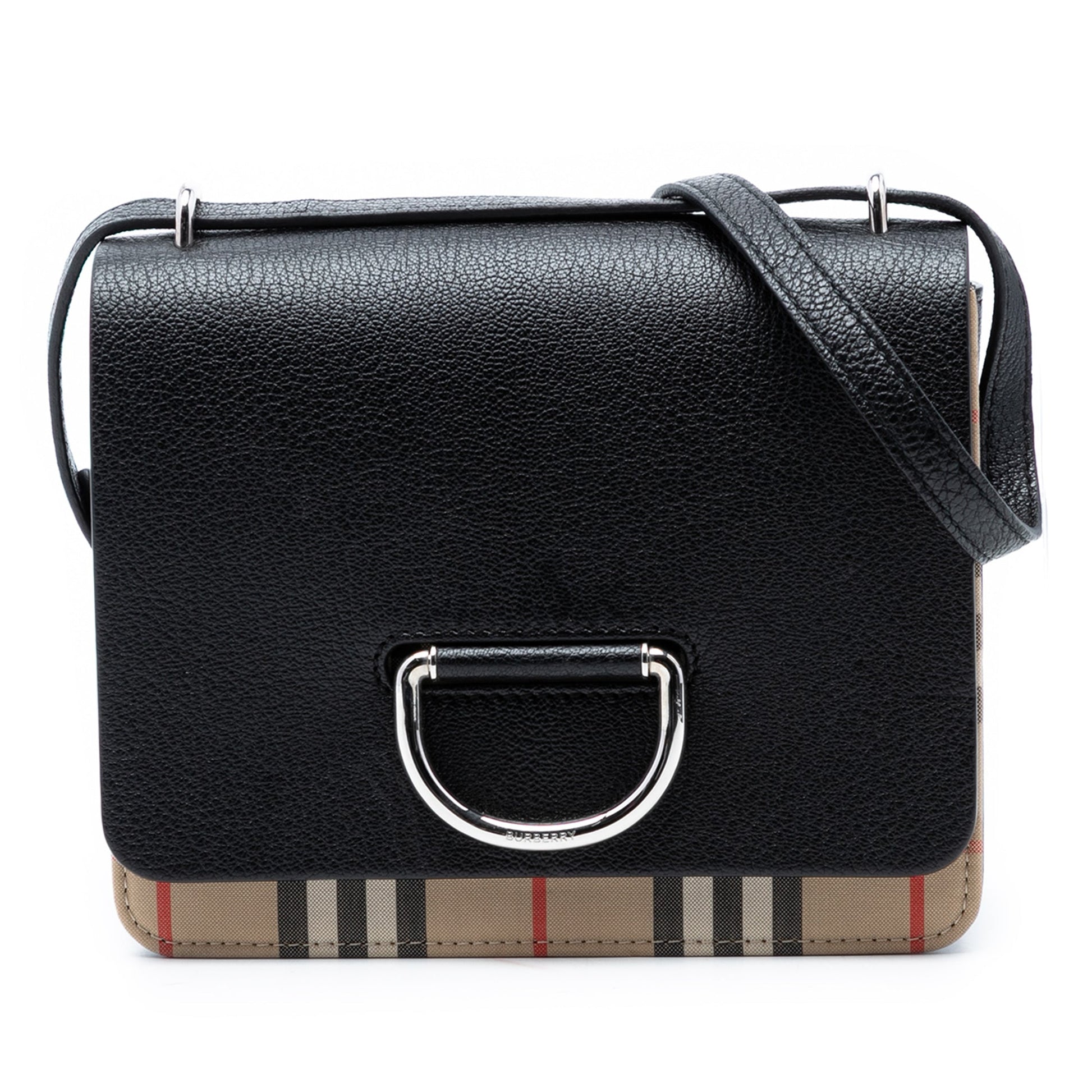 Small House Check Trimmed Goatskin D Ring Crossbody