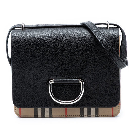 Small House Check Trimmed Goatskin D Ring Crossbody