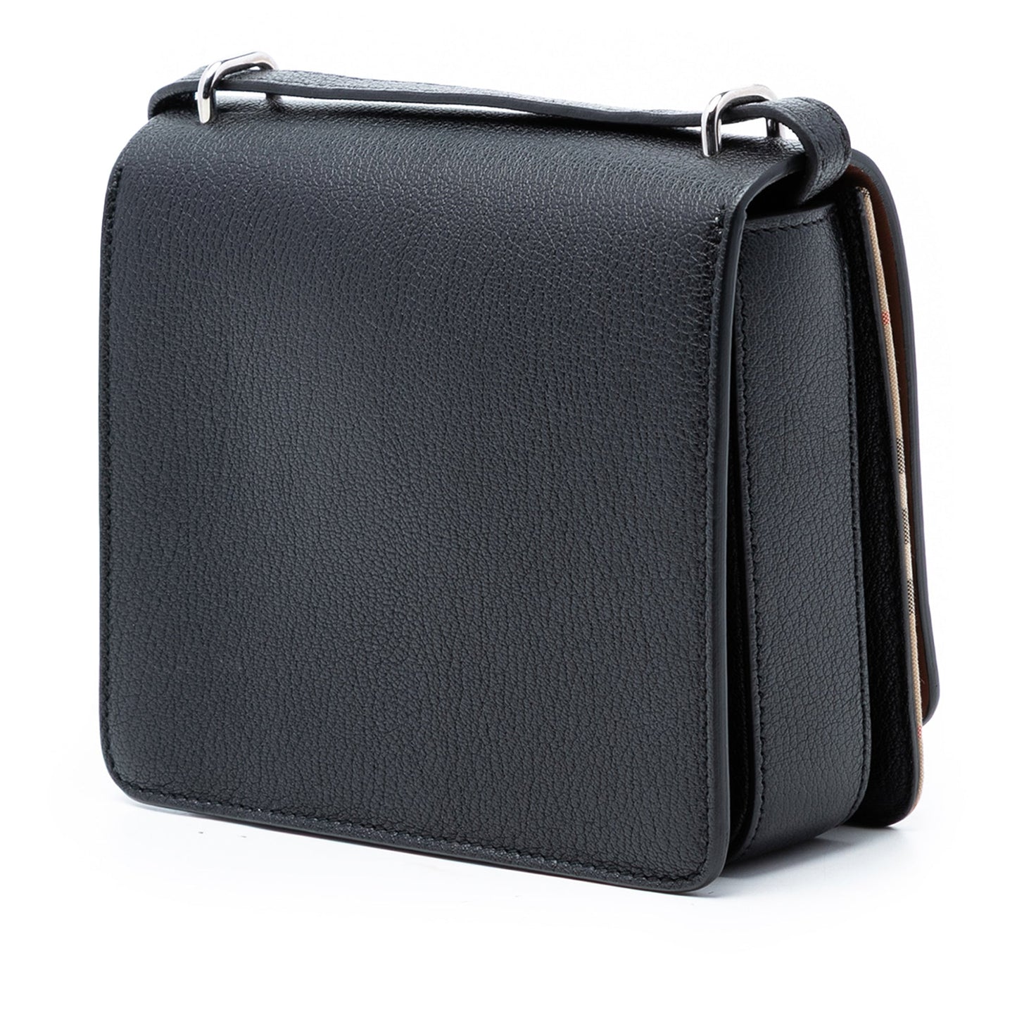 Small House Check Trimmed Goatskin D Ring Crossbody