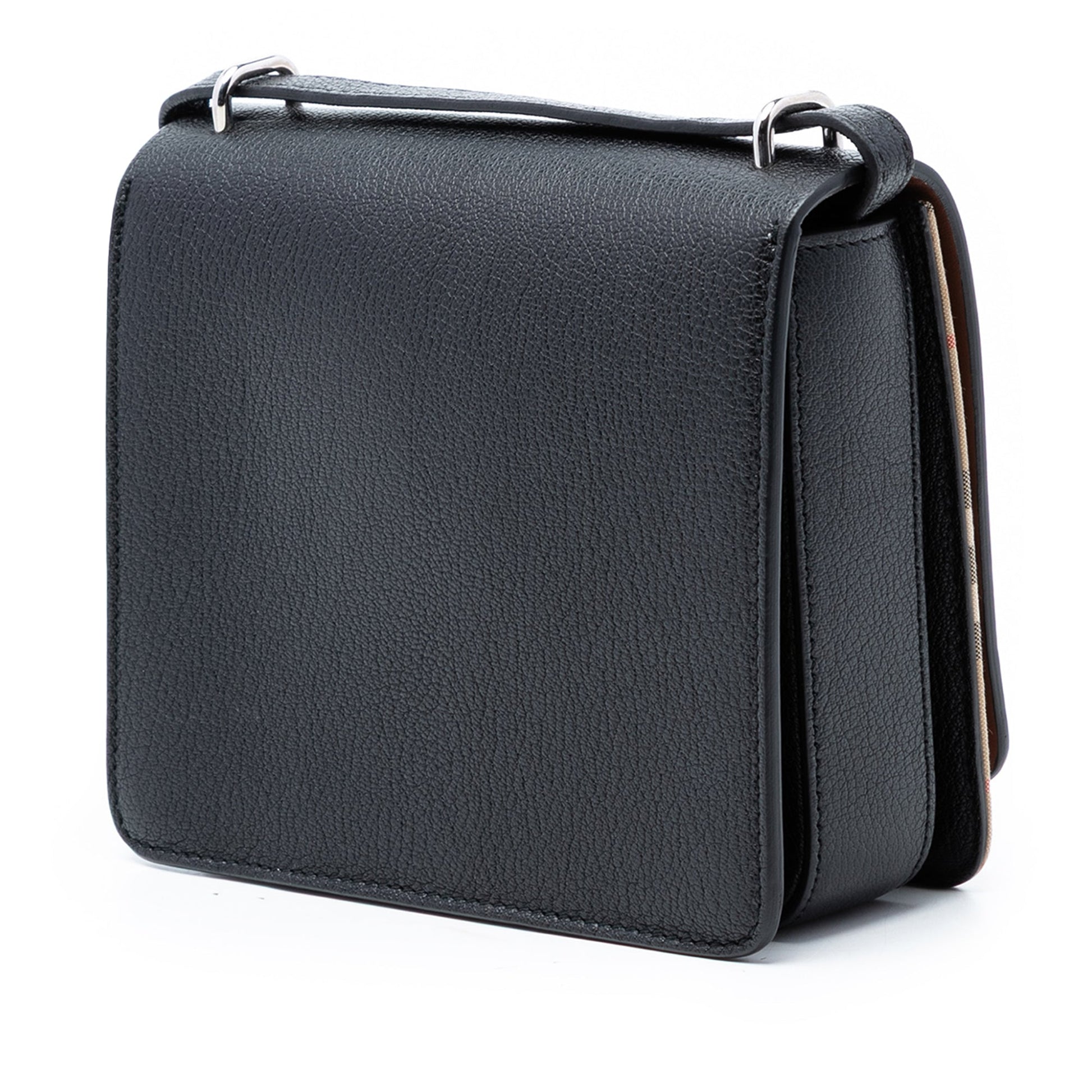 Small House Check Trimmed Goatskin D Ring Crossbody