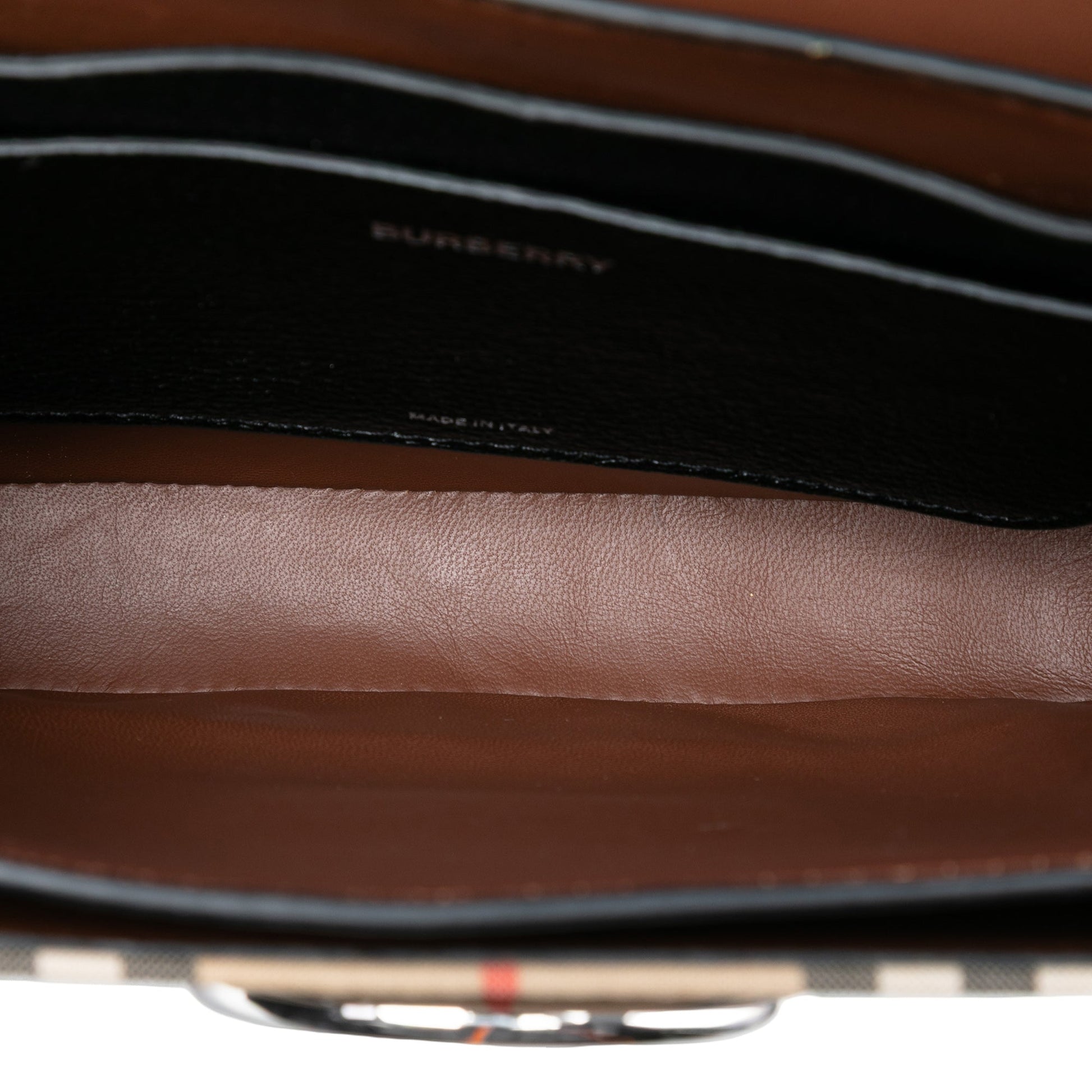 Small House Check Trimmed Goatskin D Ring Crossbody