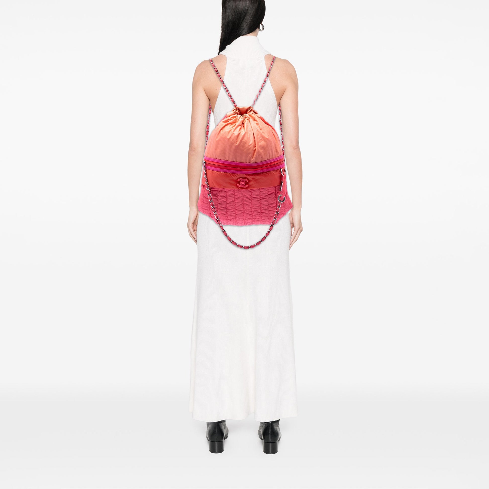 Chanel Large CC Multicolor Vertical Quilted Nylon Coco Neige Convertible Backpack