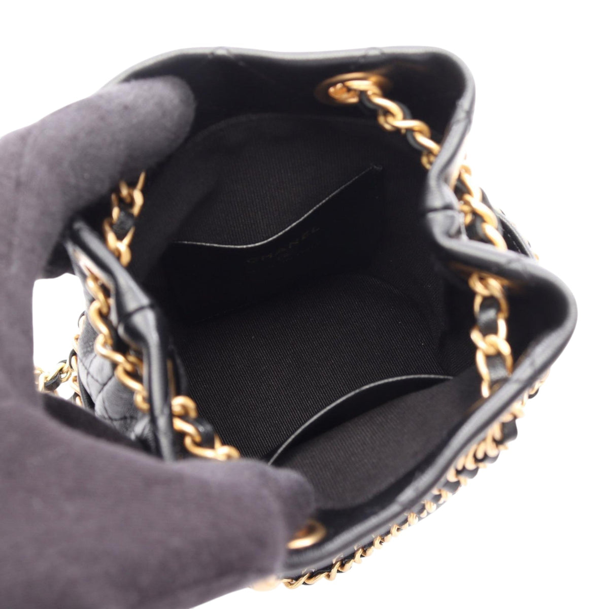 Chanel Small CC Quilted Lambskin Drawstring Bucket Bag