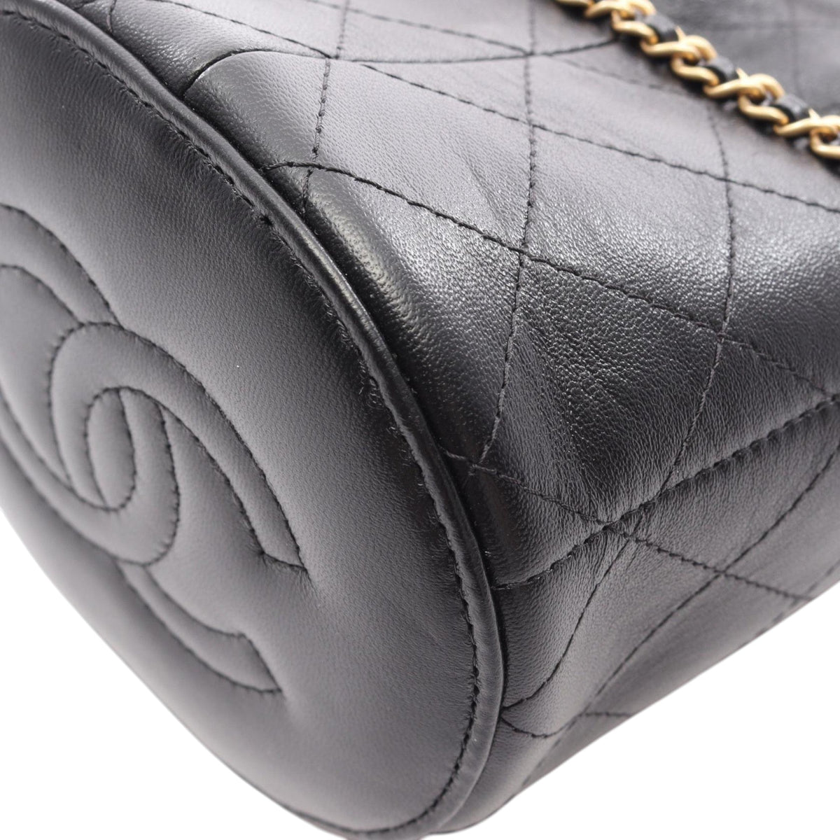 Chanel Small CC Quilted Lambskin Drawstring Bucket Bag