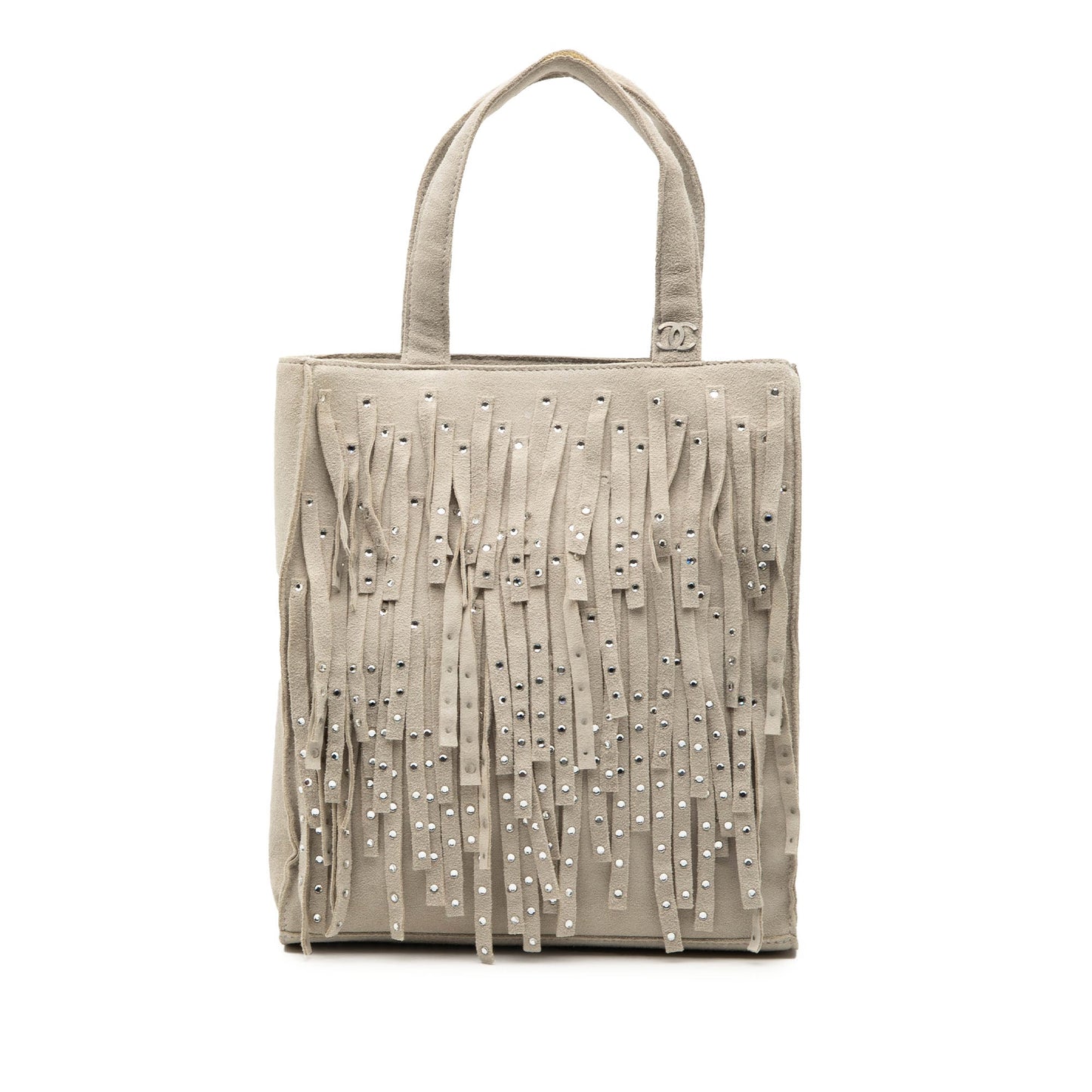 Chanel Mini Suede Studded Fringe Tote