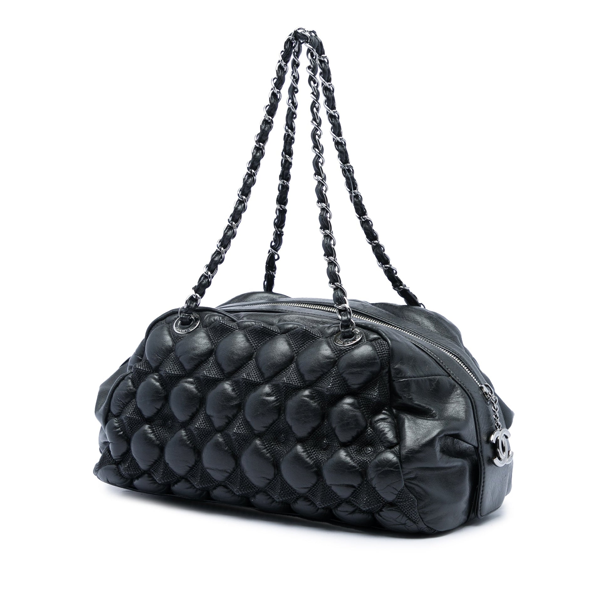 Chanel Lambskin Bubble Quilt Bowling Bag
