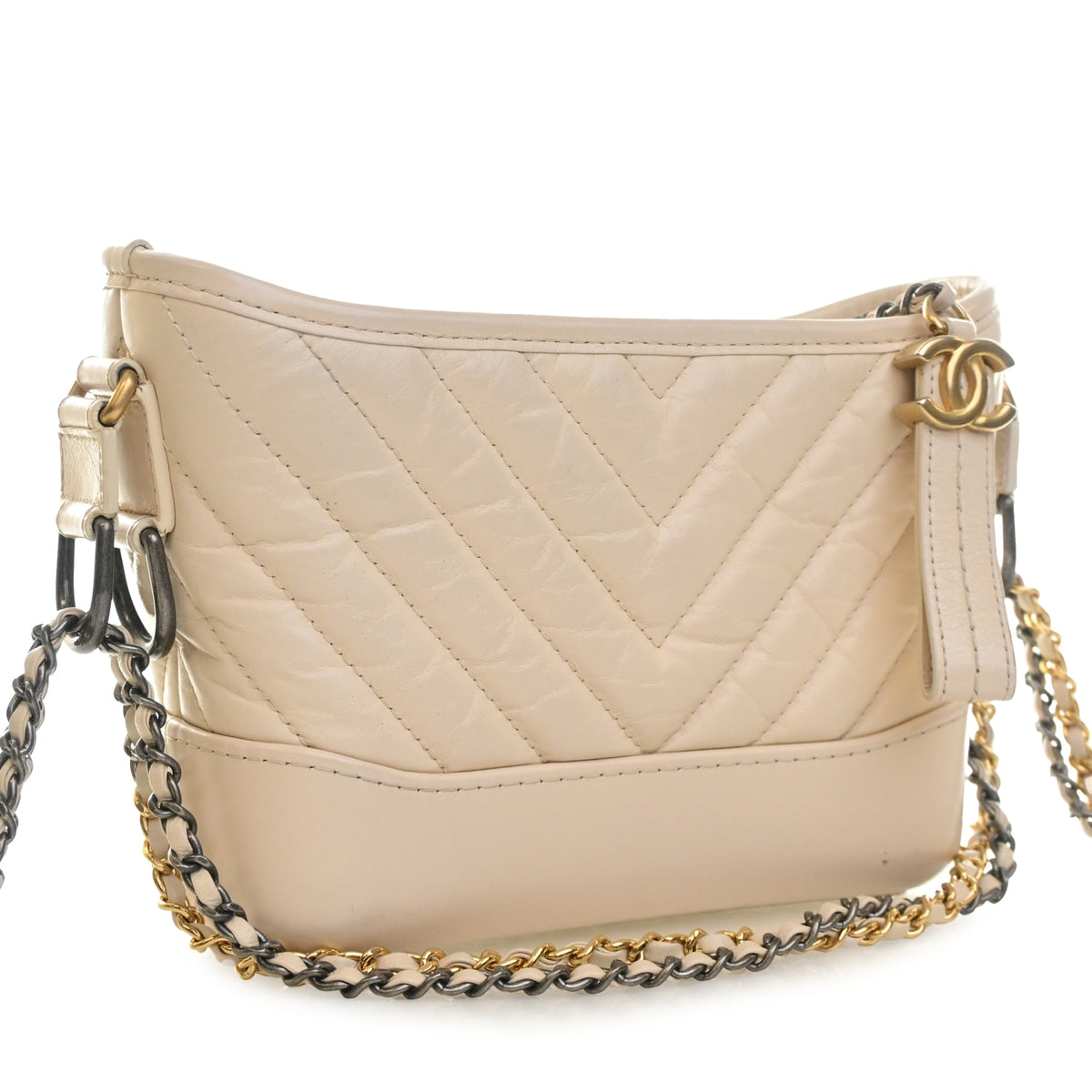 Chanel Small Chevron Aged Calfskin Gabrielle Hobo