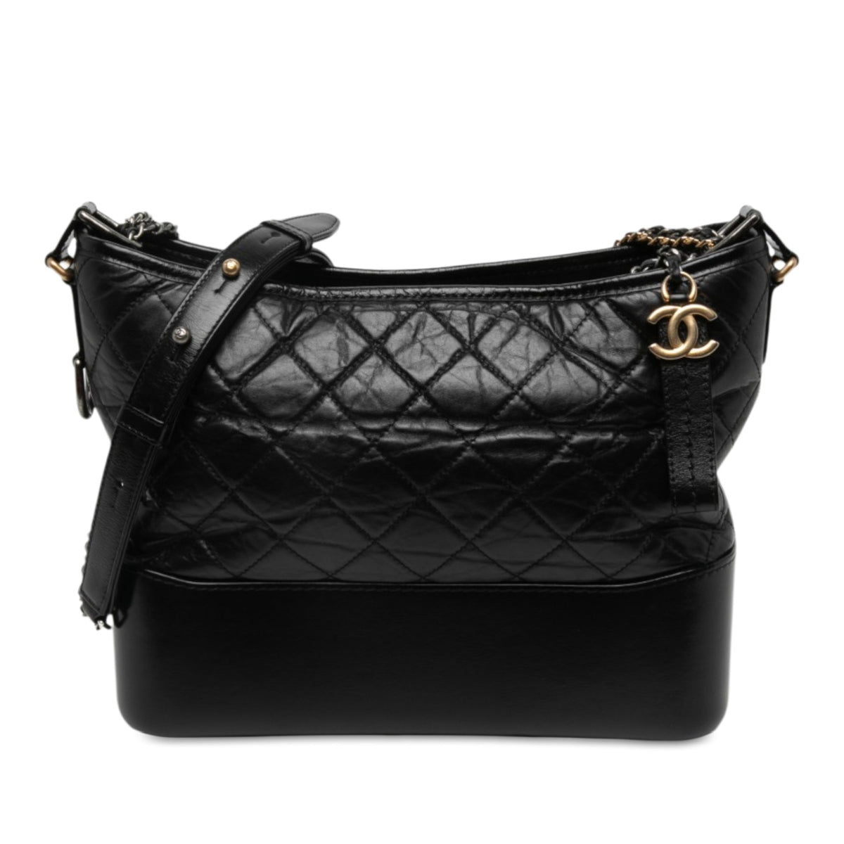 Chanel Medium Aged Calfskin Gabrielle Crossbody — Black