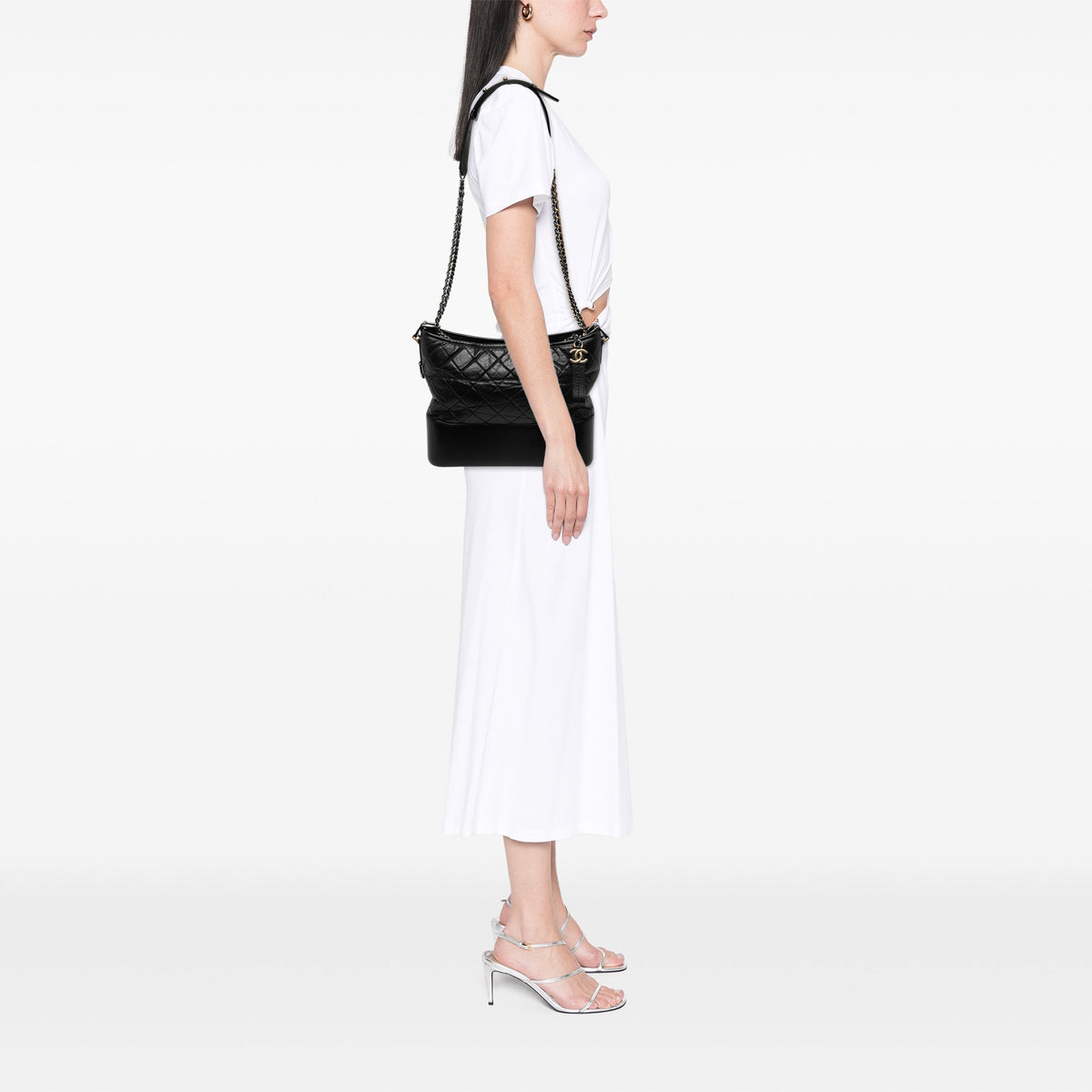 Chanel Medium Aged Calfskin Gabrielle Crossbody — Black