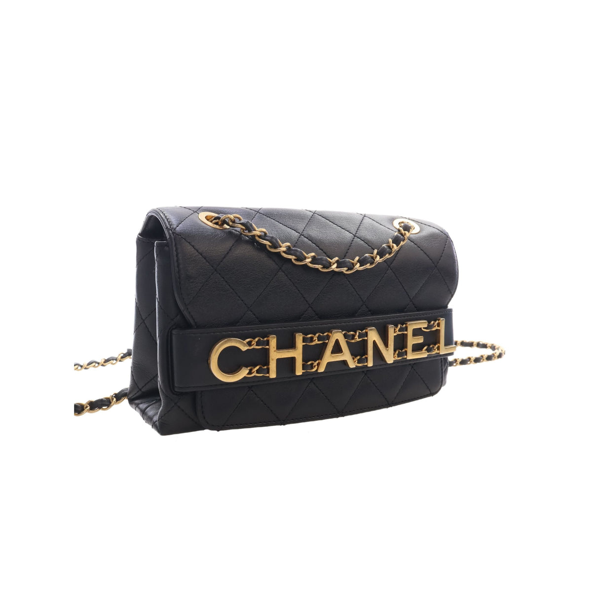 Chanel Small Quilted Calfskin Enchained Flap — Black