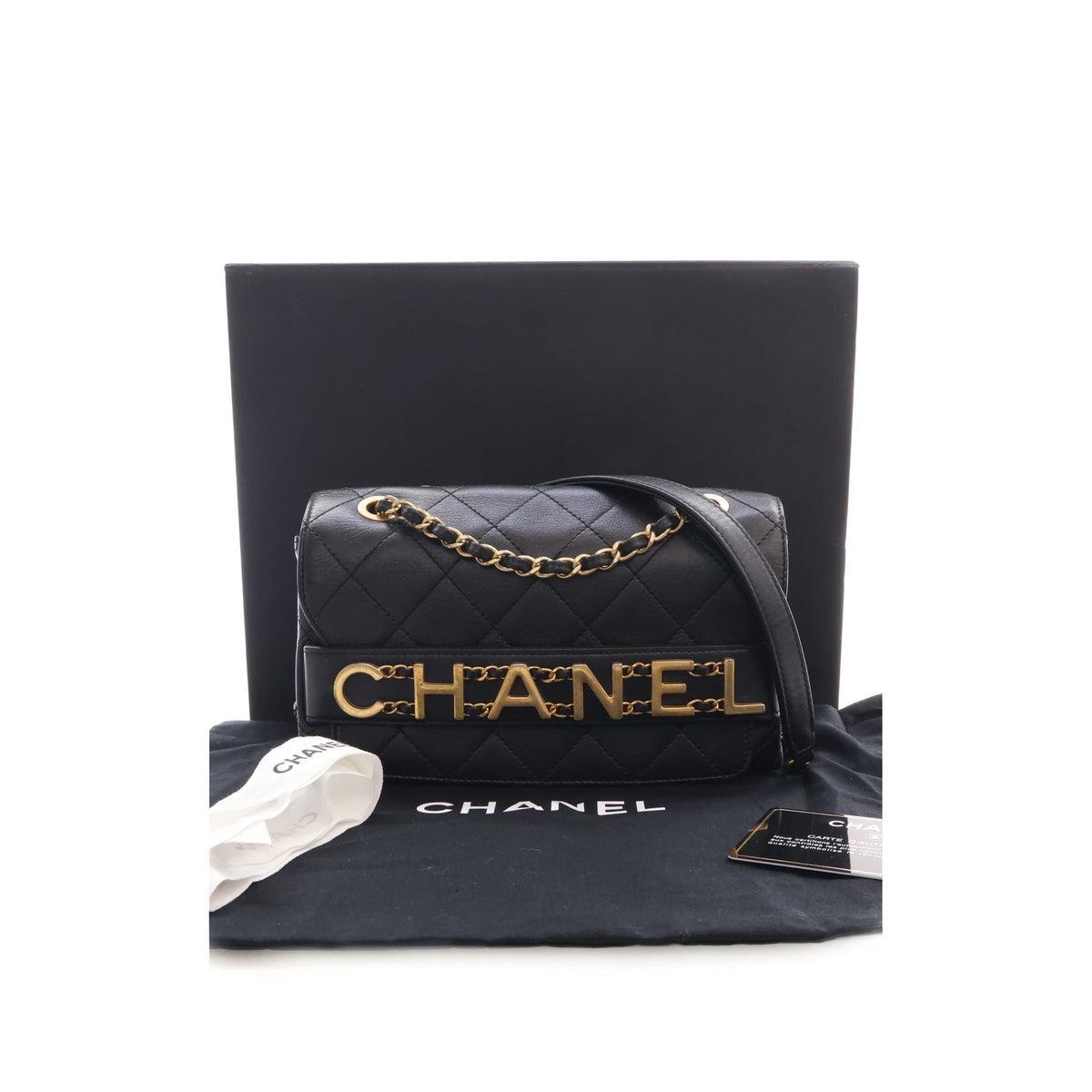 Chanel Small Quilted Calfskin Enchained Flap — Black