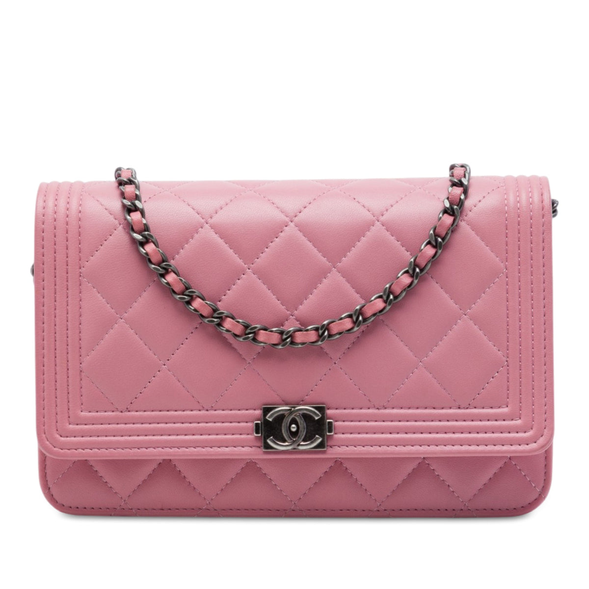 Chanel Quilted Lambskin Boy Wallet On Chain